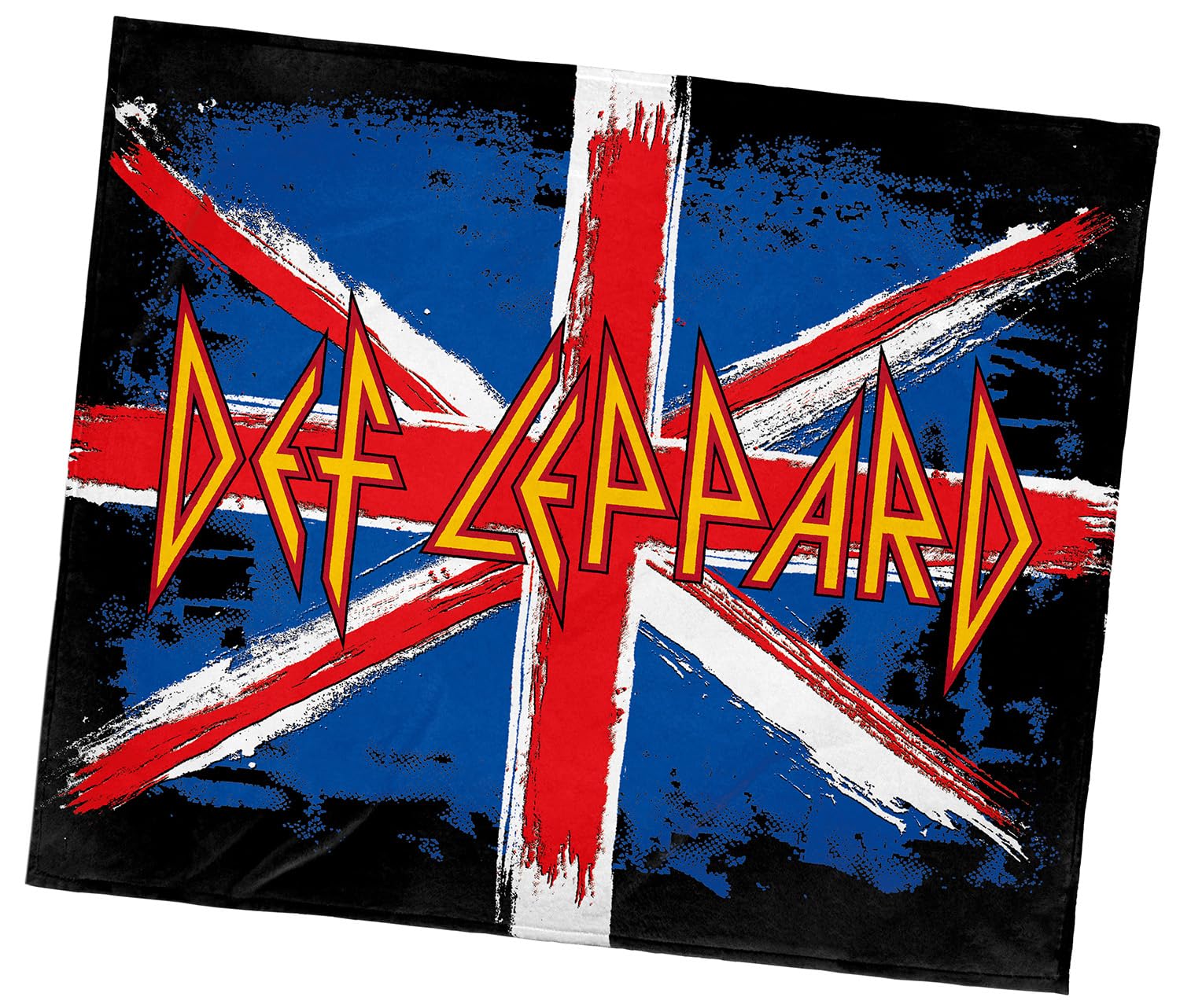 Def Leppard H1200xW1450タオル地フラッグ Amazon.com: Def Leppard Blanket Painted Union Jack Flag Music