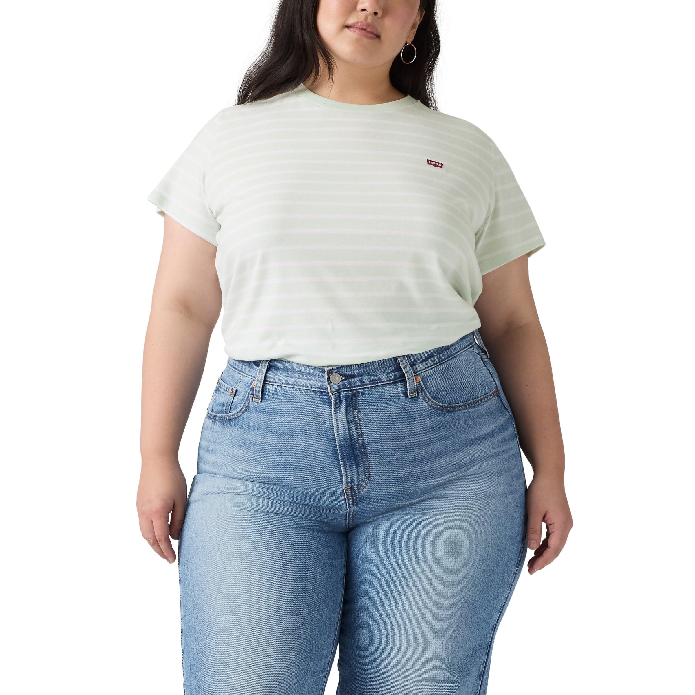 Levi's Damen Pl The Perfect Tee T-Shirt, Emily Stripe Pale Bl, XXL Größen
