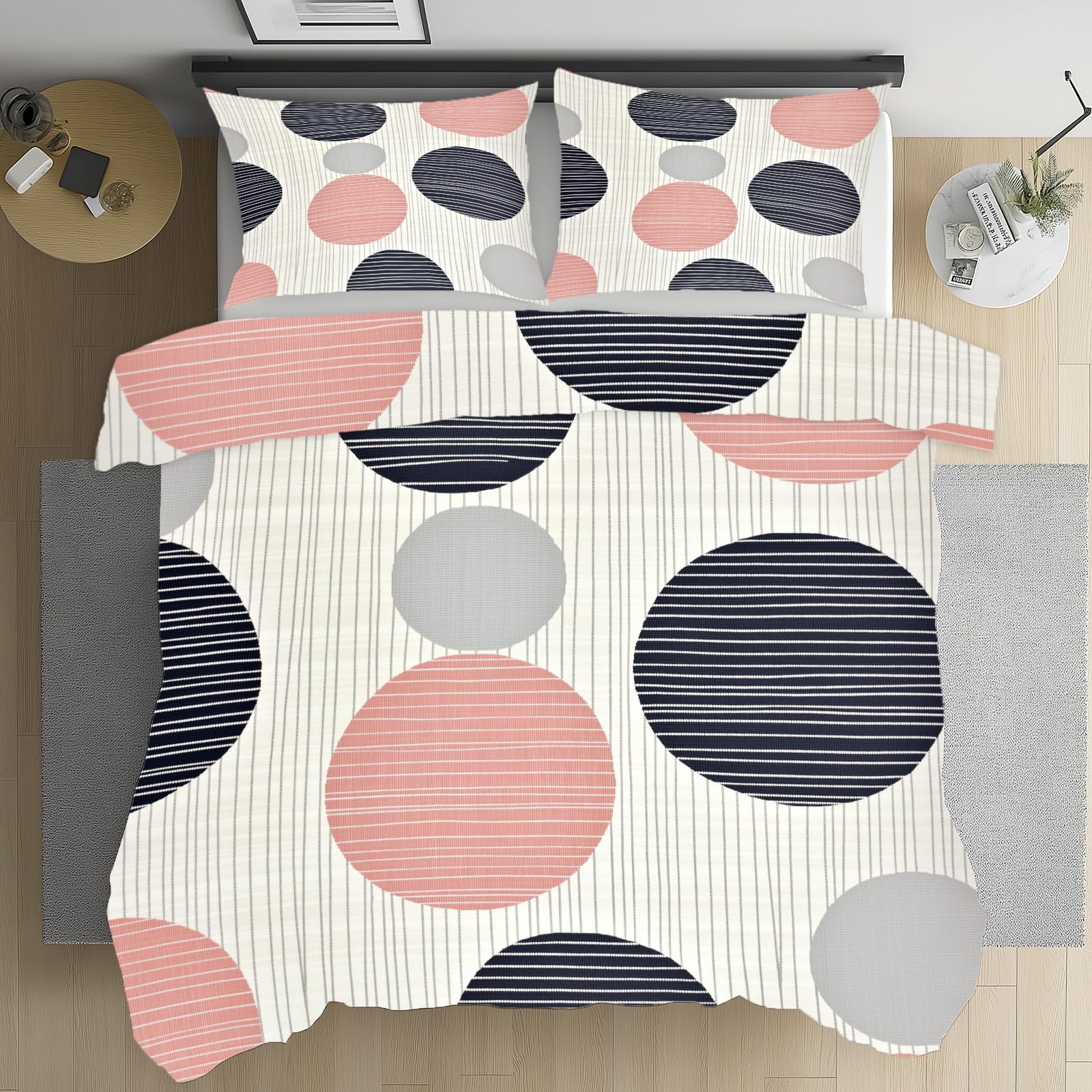Parure de lit 220x240 adulte géométrique avec housse de couette moderne en microfibre