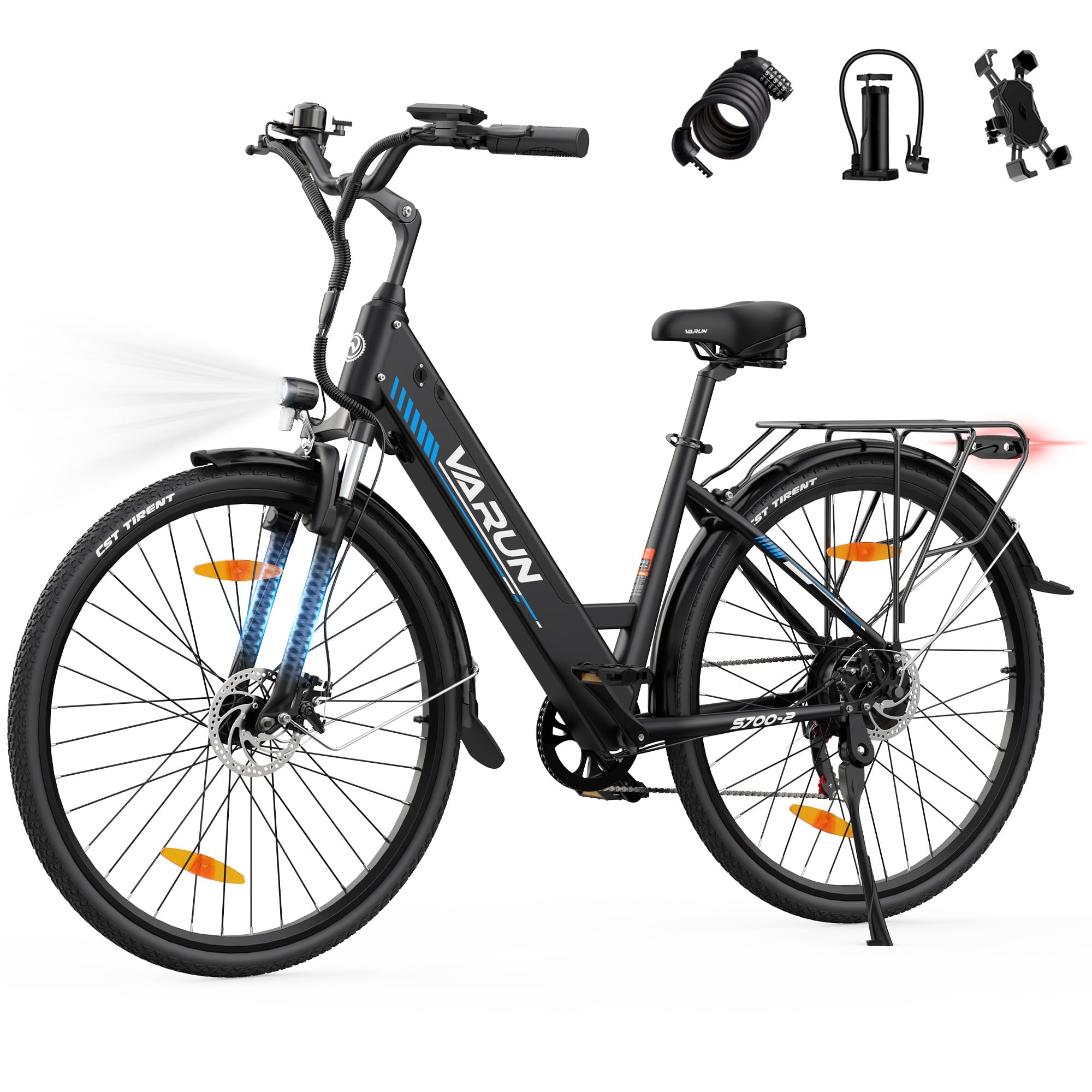 VARUN Bici Elettrica, 28'' Bicicletta Elettrica Uomo/Donna, 48V 499.2 Wh Batteria Rimovibile, Autonomia di 100km, 7 Velocità, 5 Modalità E-bike Per Pendolari Urbani