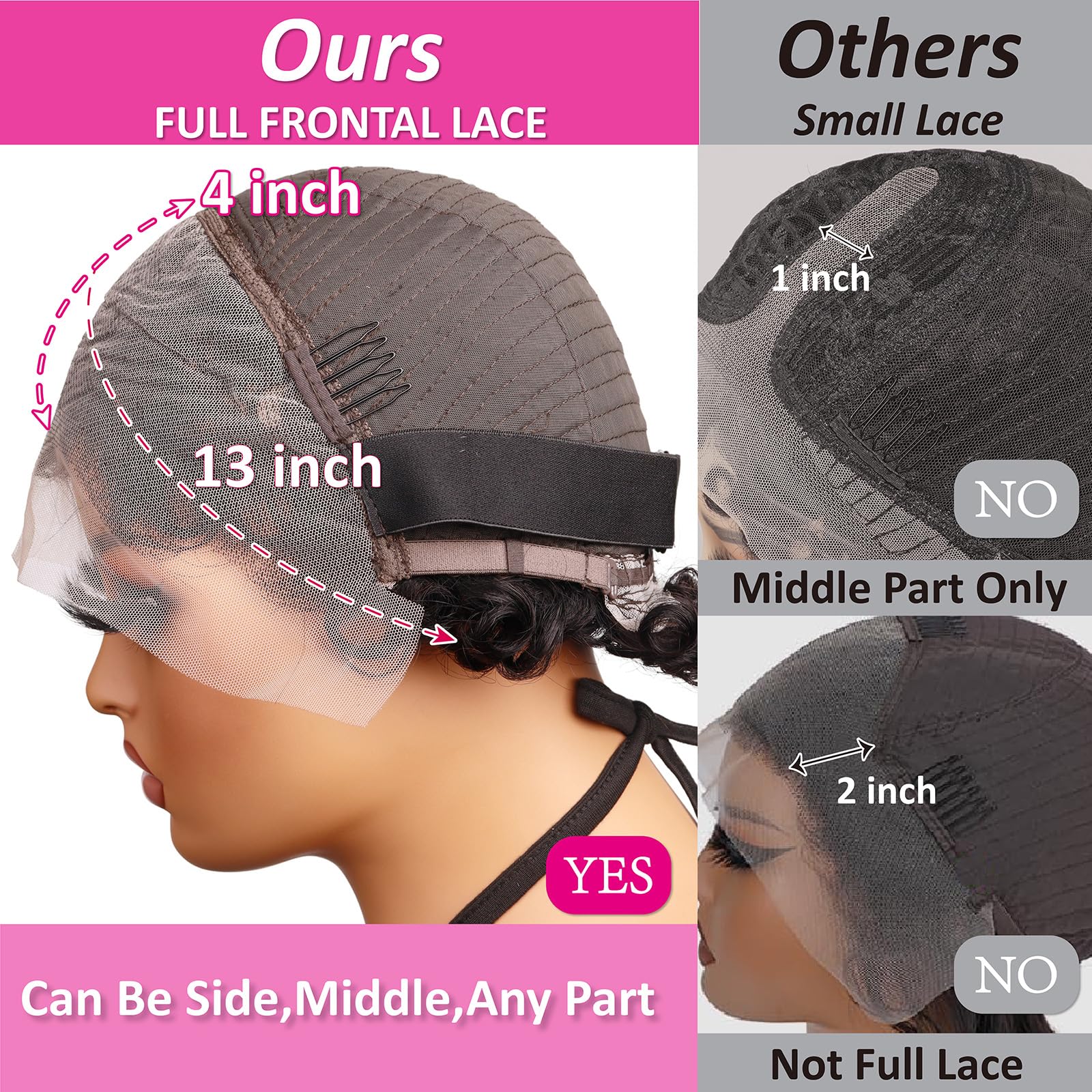 Short Curly Pixie Cut 13x4 HD Lace Front Wig 100% Human Hair Glueless Layered 13X4 Lace Front Finger Wave Pixie Human Hair Wig Short Pre  main image 2