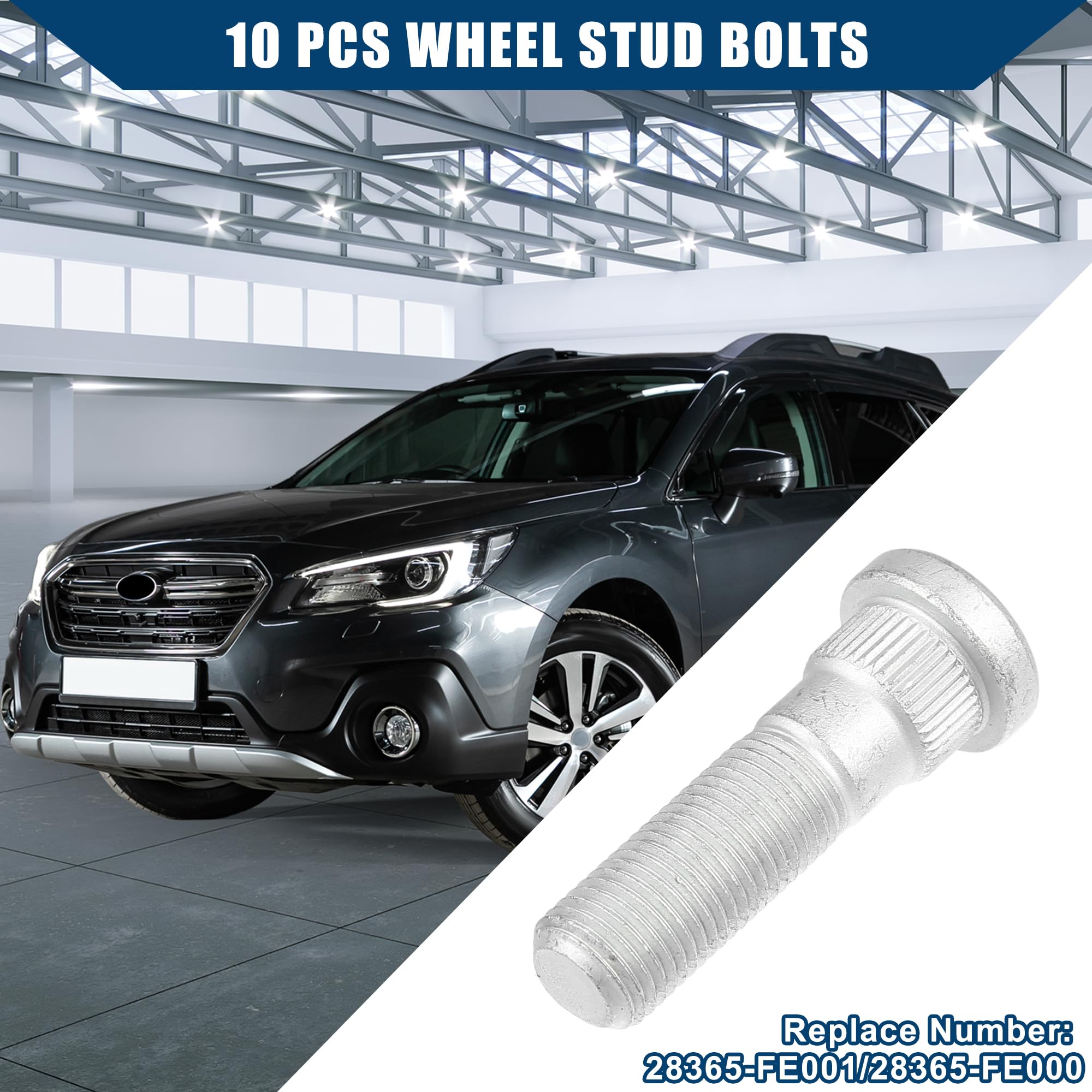 A ABSOPRO No.28365FE001 Bulloni per perno ruota M12-1.25 per Subaru e per Toyota, confezione da 10 pezzi