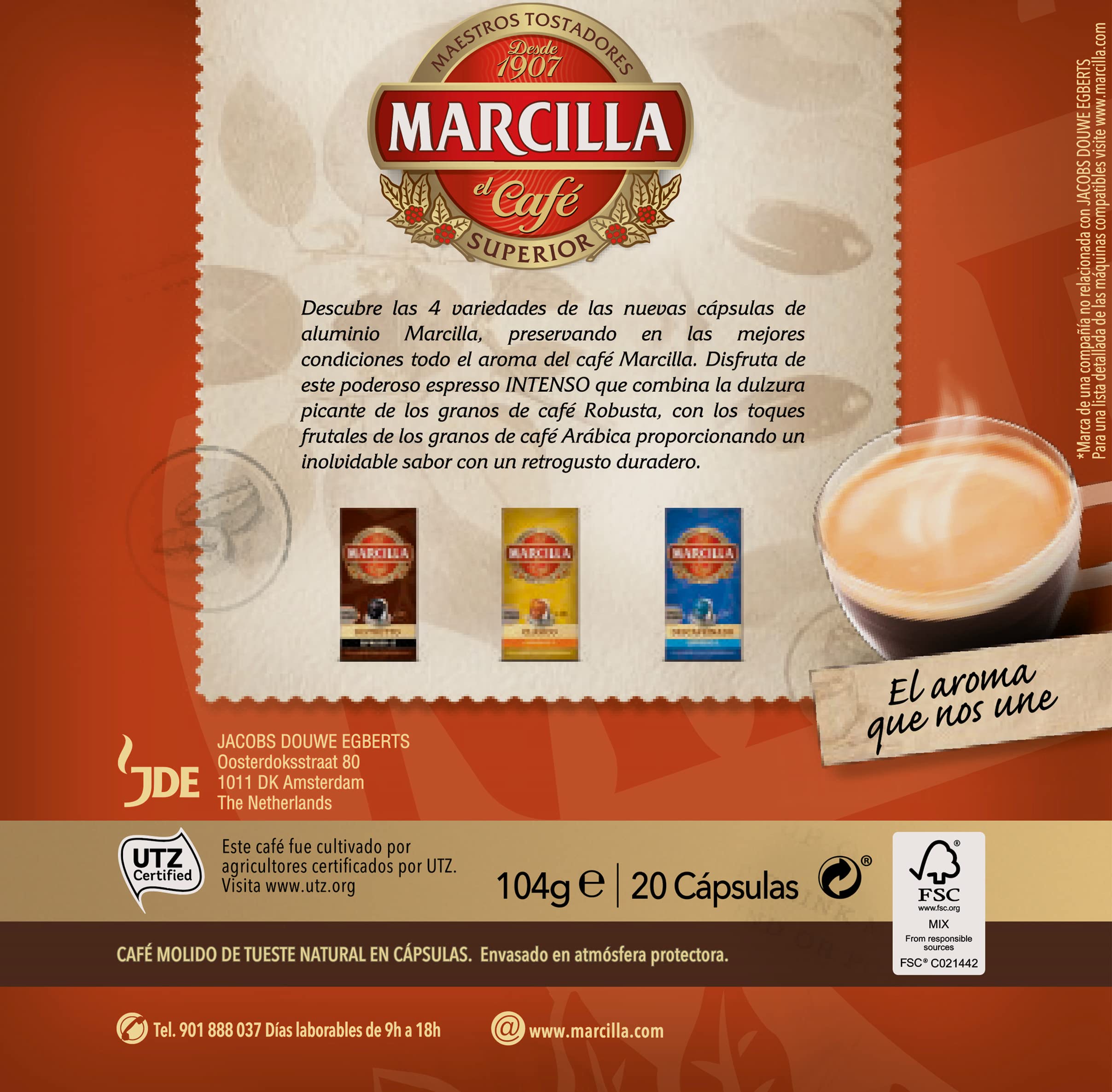 Marcilla Cápsulas de Café Intenso | Intensidad 10 | 200 Cápsulas Compatibles Nespresso (R)*