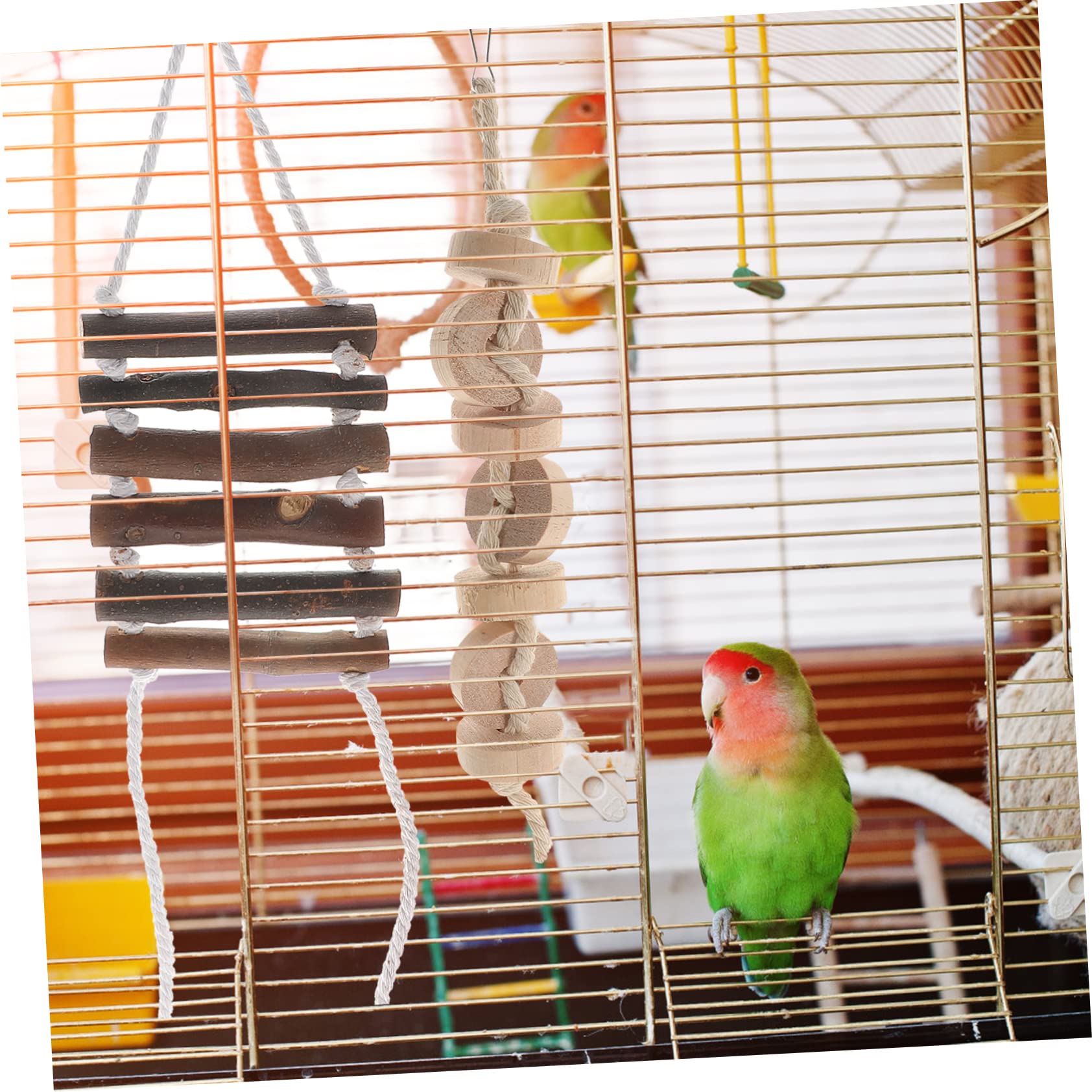 Toyvian 9 Pièces Jouets D'oiseau à Corde à Bois Mâcher Naturel Perroquet Jouets De Broyage d'oiseaux Jouets De Recherche De Nourriture pour Oiseaux Jouets Calopsittes en Bois