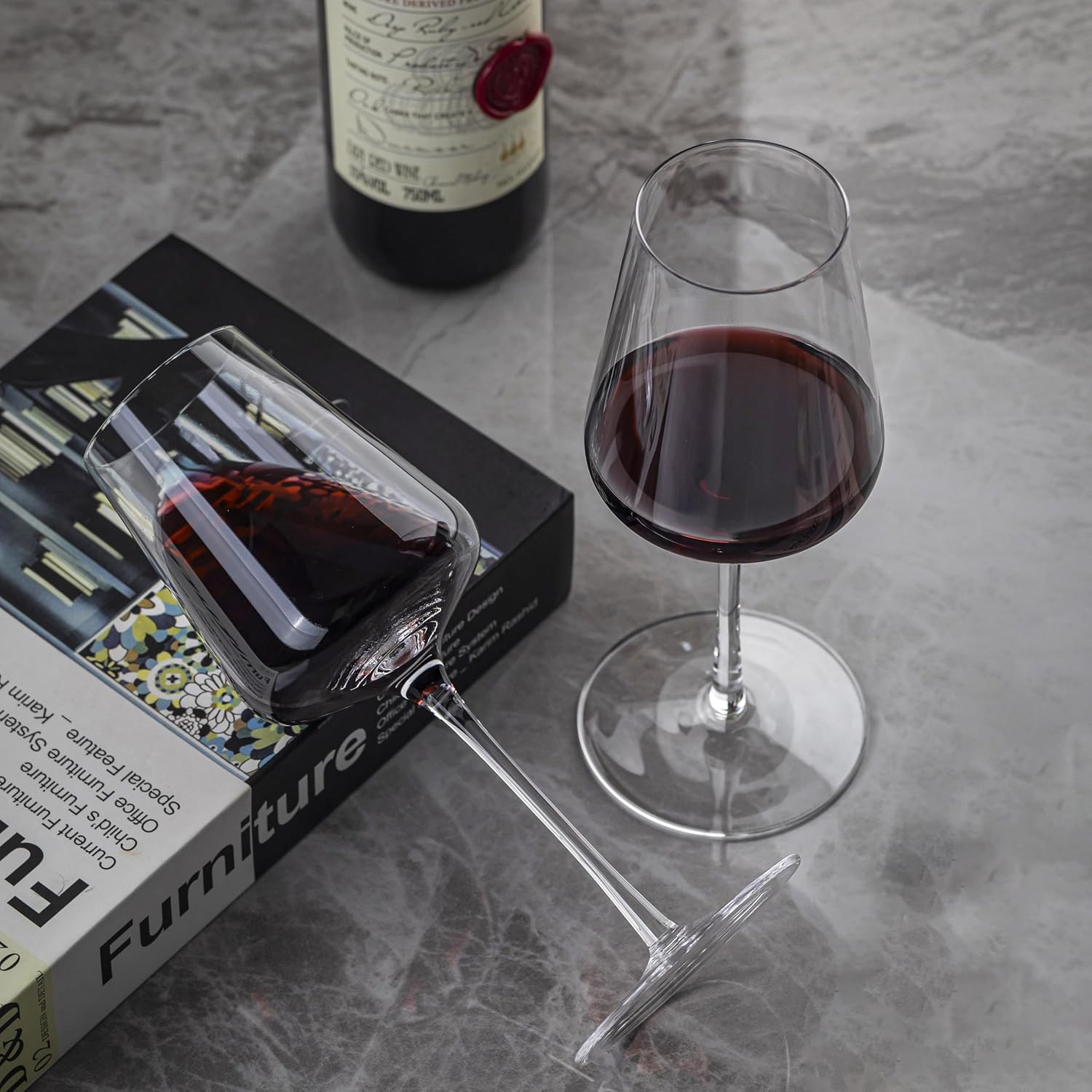 Red Wine Glasses Set of 2, Crystal Wine Glasses 13.5OZ, Hand Blown Premium White Wine Glass, Unique Wedding Gift - Image 6