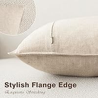 Vista 221 de Foindtower Paquete de 2 fundas de almohada decorativas de lino y liso, funda de cojín decorativa suave, estilo bohemio campestre para silla, sofá