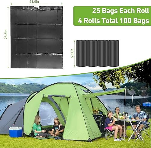 Miniatura 10 de 50 bolsas de inodoro portátiles para campamento, bolsas biodegradables con cordón para orinal Porta  Bolsas de basura gruesas de 8 galones para