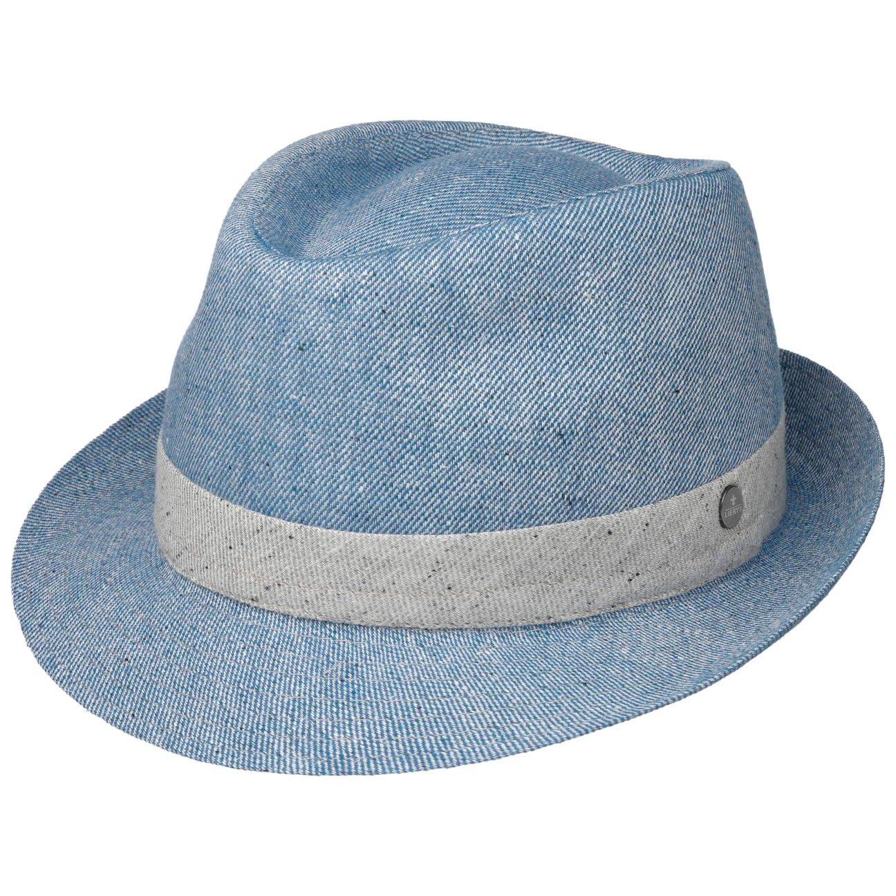 Lierys Chapeau Payato New Denim Trilby Femme/Homme - Made in Italy D'Ete en Tissu de Soleil avec Doublure Ete Printemps-ete