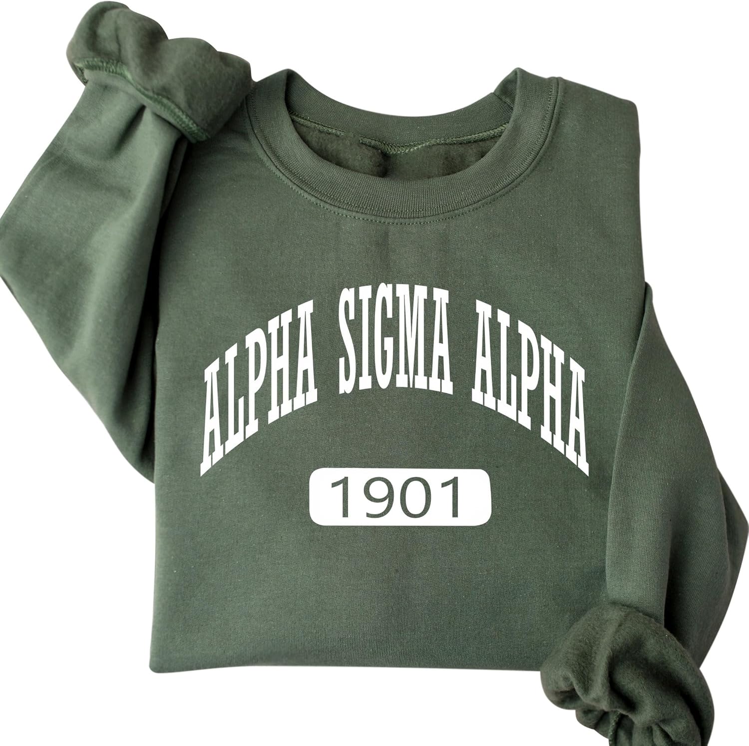 Alpha Sigma Alpha Green Crewneck Sweatshirt - Unisex Adult, Small