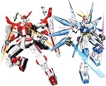 Dual Mech Building Blocks Set, Classic Red & Blue Robot Models, Compatible with Lego, Creative Action Robot Gifts Perfect for Christmas Birthday (913 Pieces)