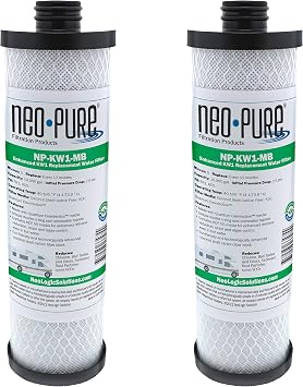 Neo-Pure NP-KW1-MB Compatible Replacement for WaterPurTM KW1 RV Water Filter- Now Available as MAX Filter- With Quantum Water Purification KDF 55 Media and Coconut Shell Carbon Fiber 2-Pack