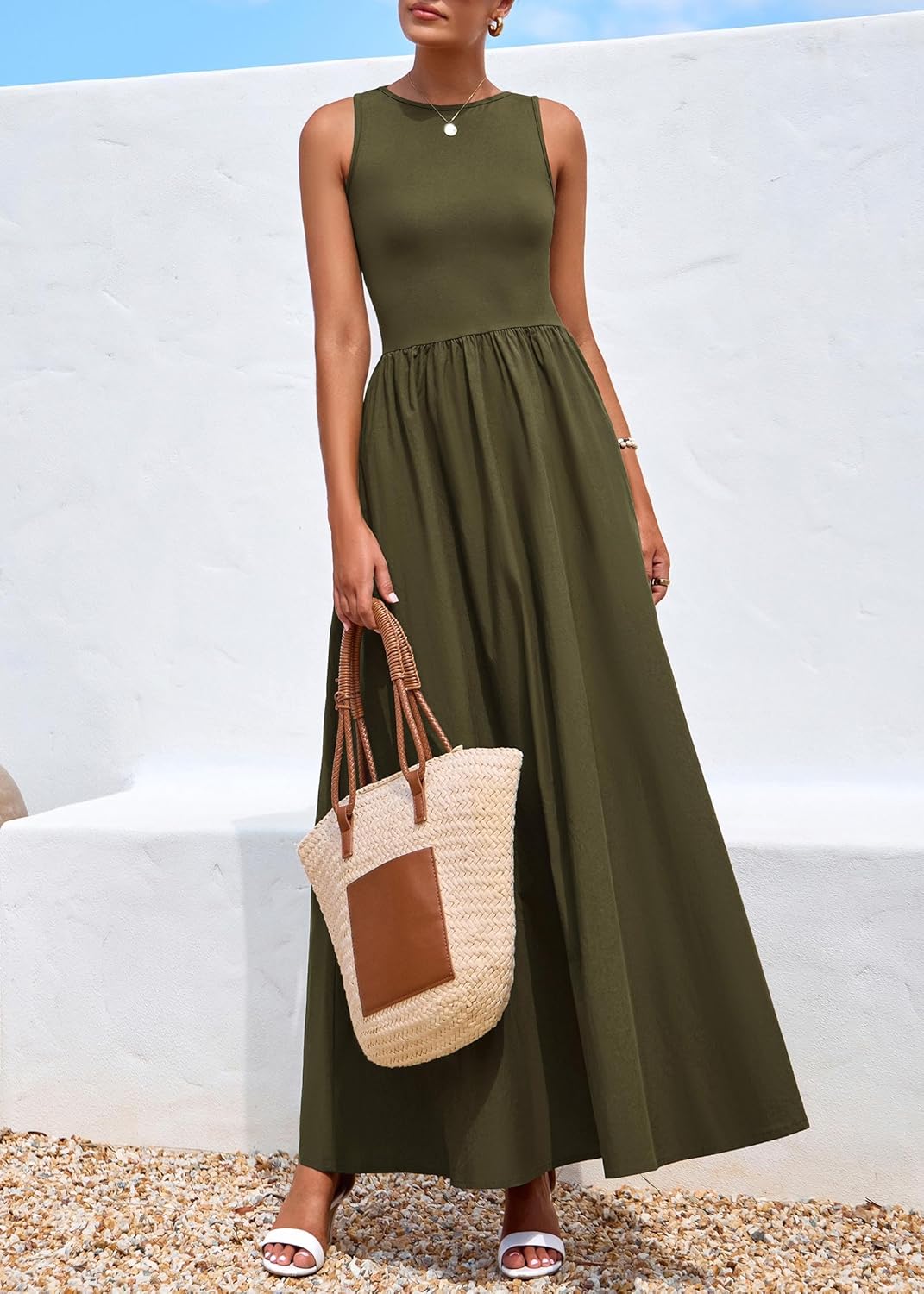 KIRUNDO Summe Sleeveless Maxi Dresses for Women 2026 Spring Wedding Guest A Line Tank Elegant Flowy Beach Long Sundress - Image 8