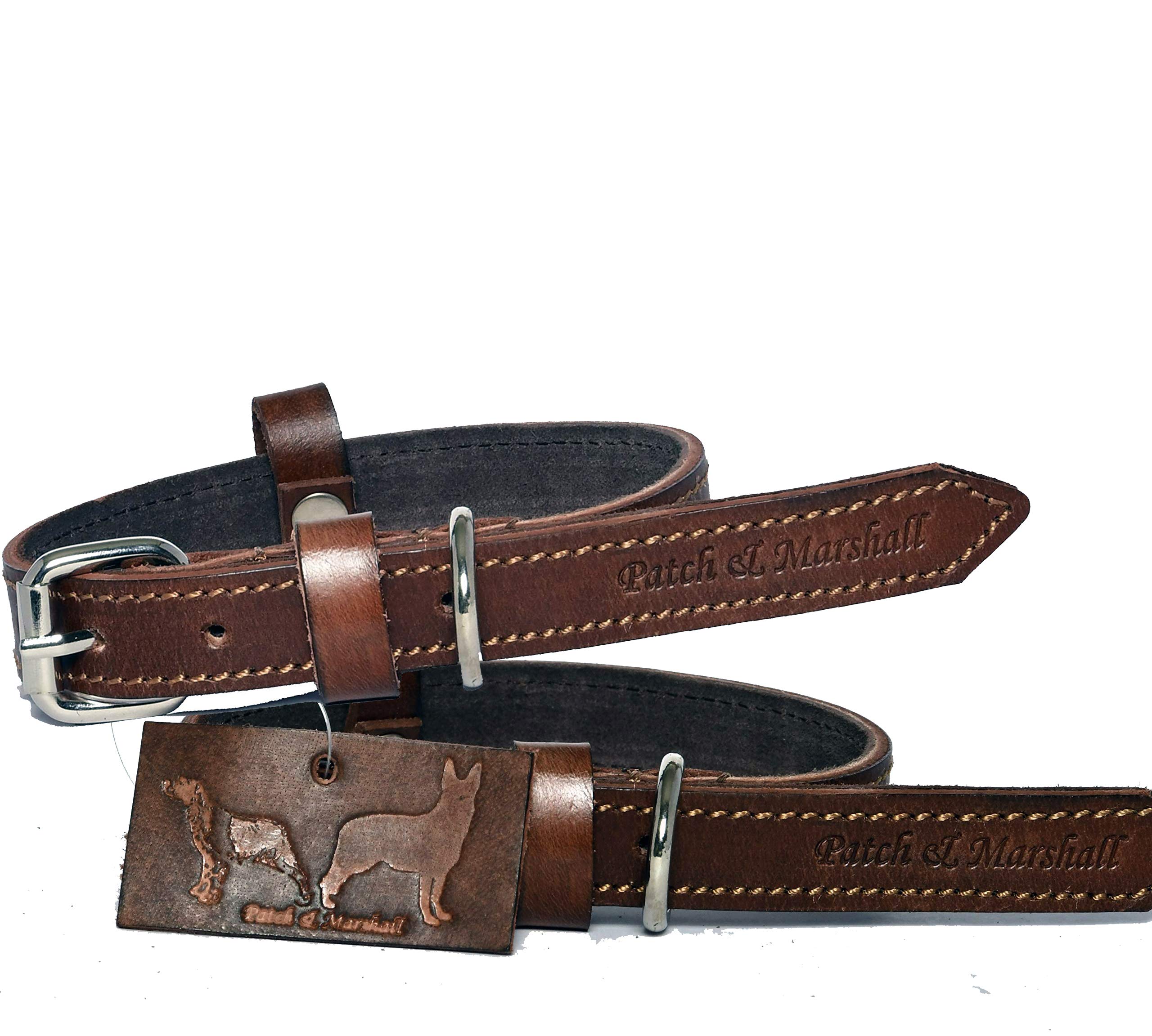 Patch & Marshall Soft Touch Genuine Leather Pet Collar Neck Belt for Puppies, Small Medium Pet Dogs - 3/4" Width Neck Sizes 12-16 Inches - Brown (Box Pack) - 1 Pc (B08SJDNP2Q) Amazon Price History, Amazon Price Tracker
