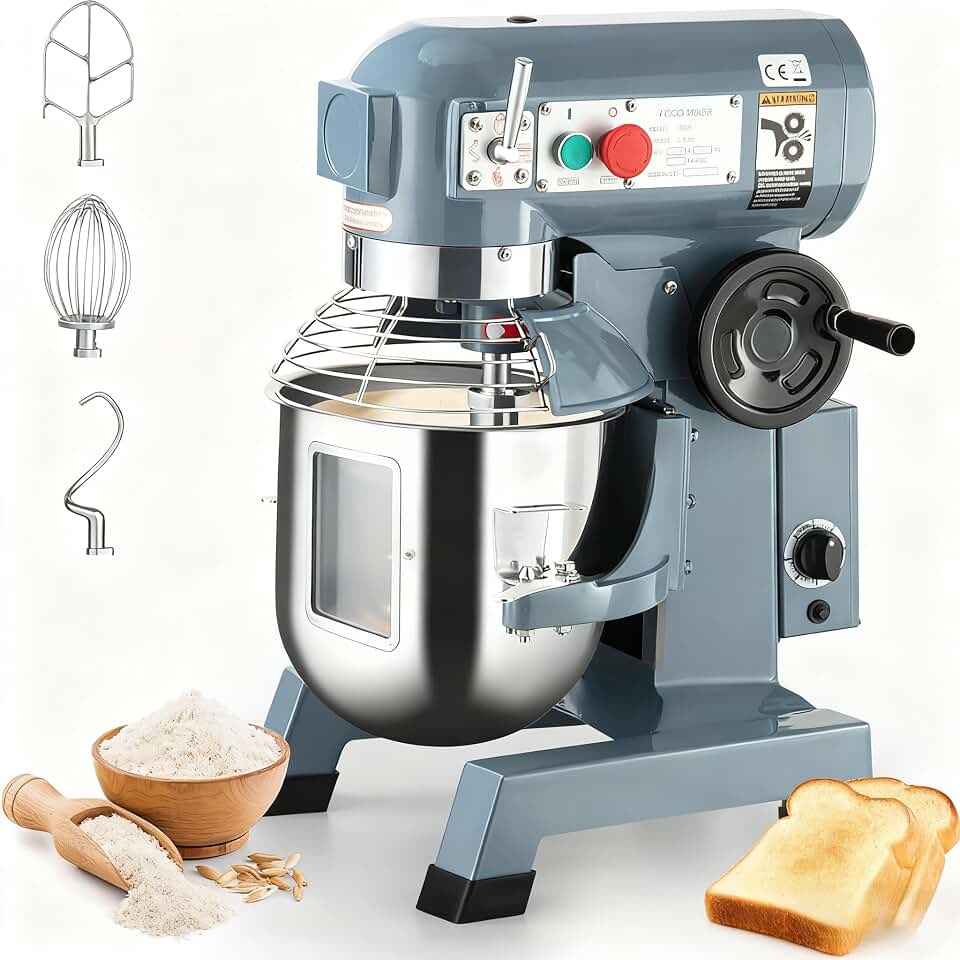 30Qt Commercial Food Mixer, 1250W Commercial Stand Mixer with 3 Speeds Adjustable, Heavy Duty Electric Dough Mixer with Stainless Steel Bowl, Dough Hooks &Whisk Beater, for Bakery Pizzeria