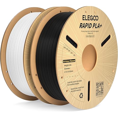 ELEGOO Rapid PLA Plus Filament 1.75mm Black & White 2KG, PLA+ 3D Printer Filament for 600 mm/s High Speed Printing, Dimensional Accuracy +/- 0.02 mm, 2 Pack 1kg Spool(2.2lbs)