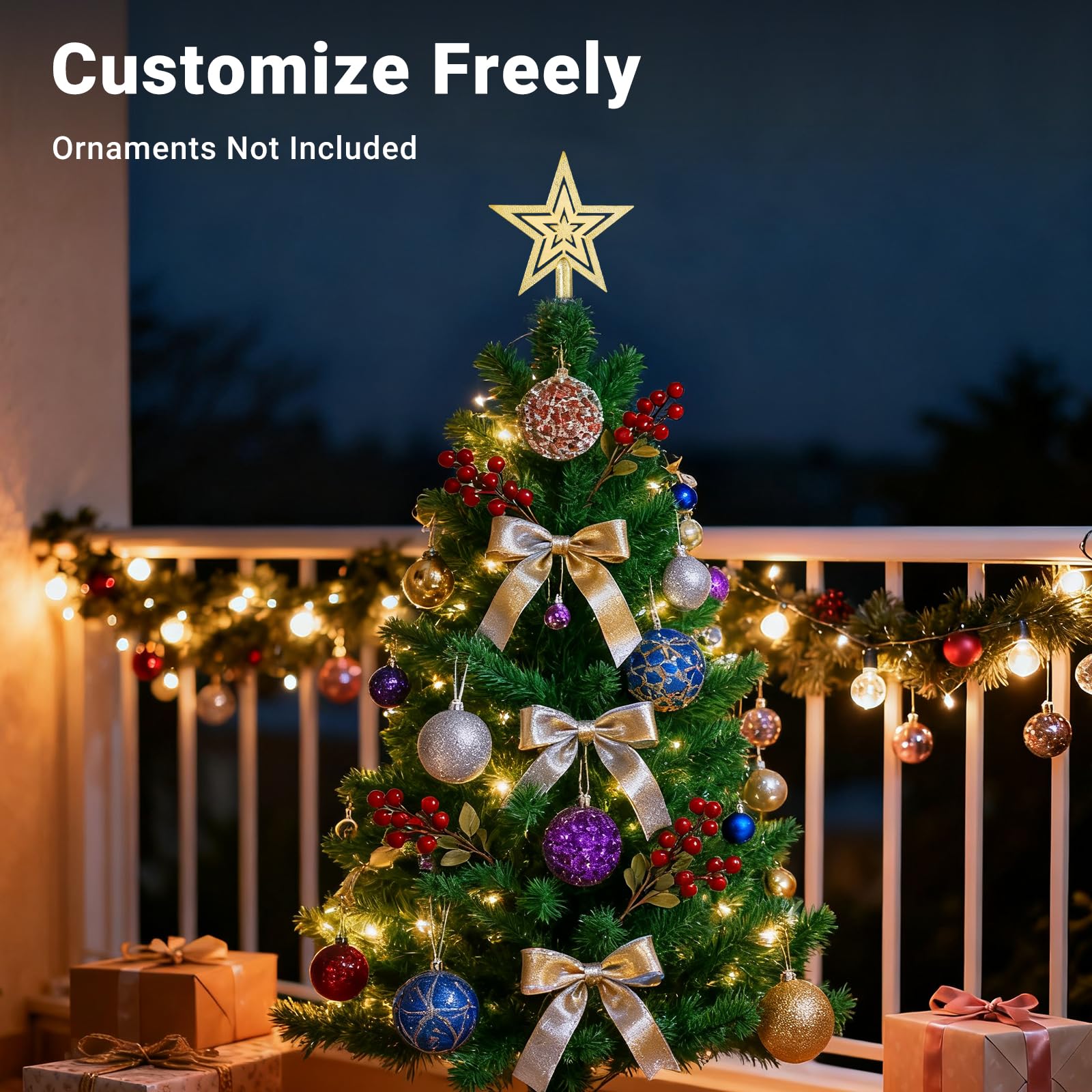 ELYKEN Mini sapin de Noël artificiel de 0,9 m avec lumières LED, décoration de Noël pour table, chambre à coucher, intérieur, extérieur, vert