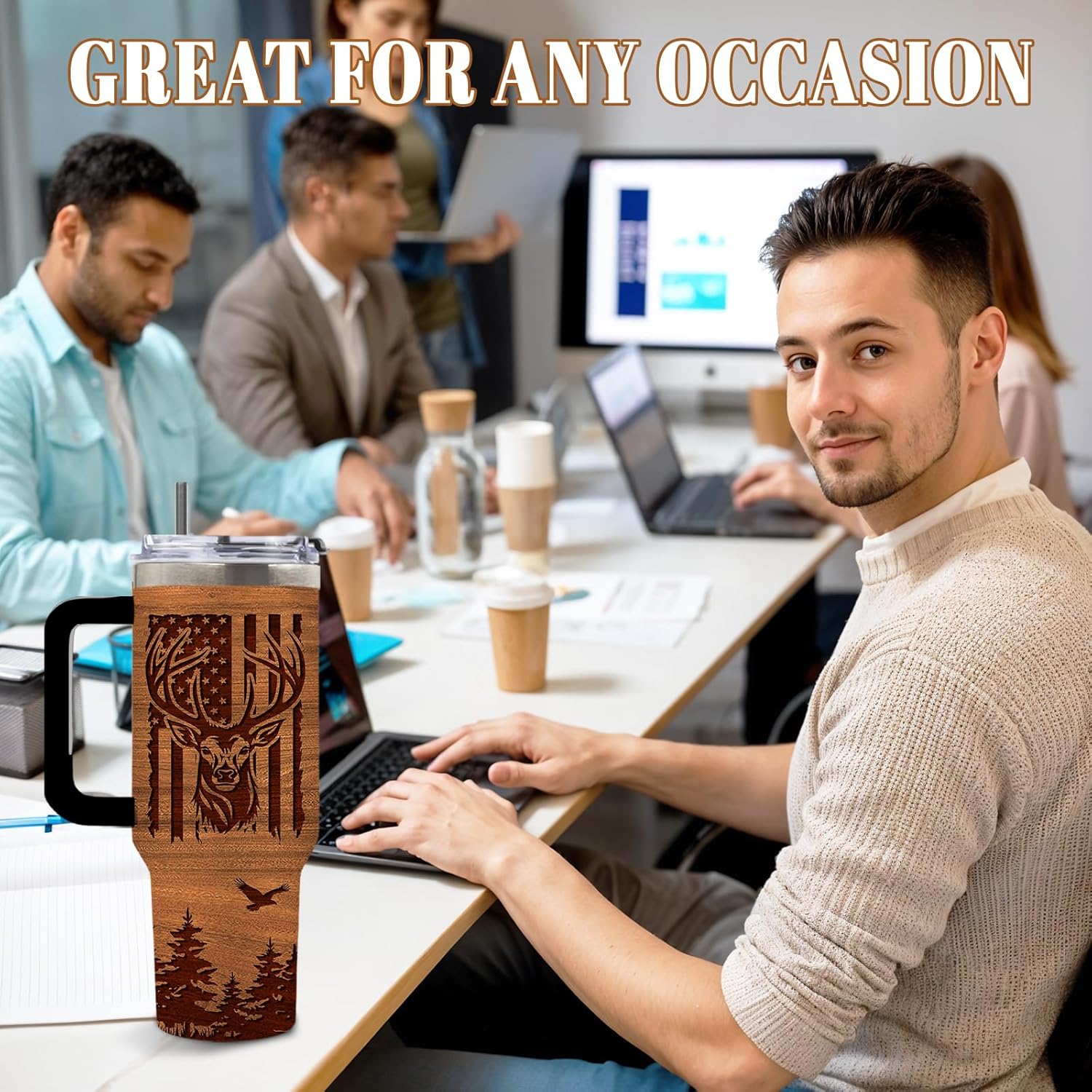 DUUV Hunting Gifts for Men, I'd Rather Be Hunting Tumbler 40 Oz for Dad Grandpa Husband Son Friends Hunters, Gifts for Birthday Christmas Thanksgiving, 1PCS - Image 7