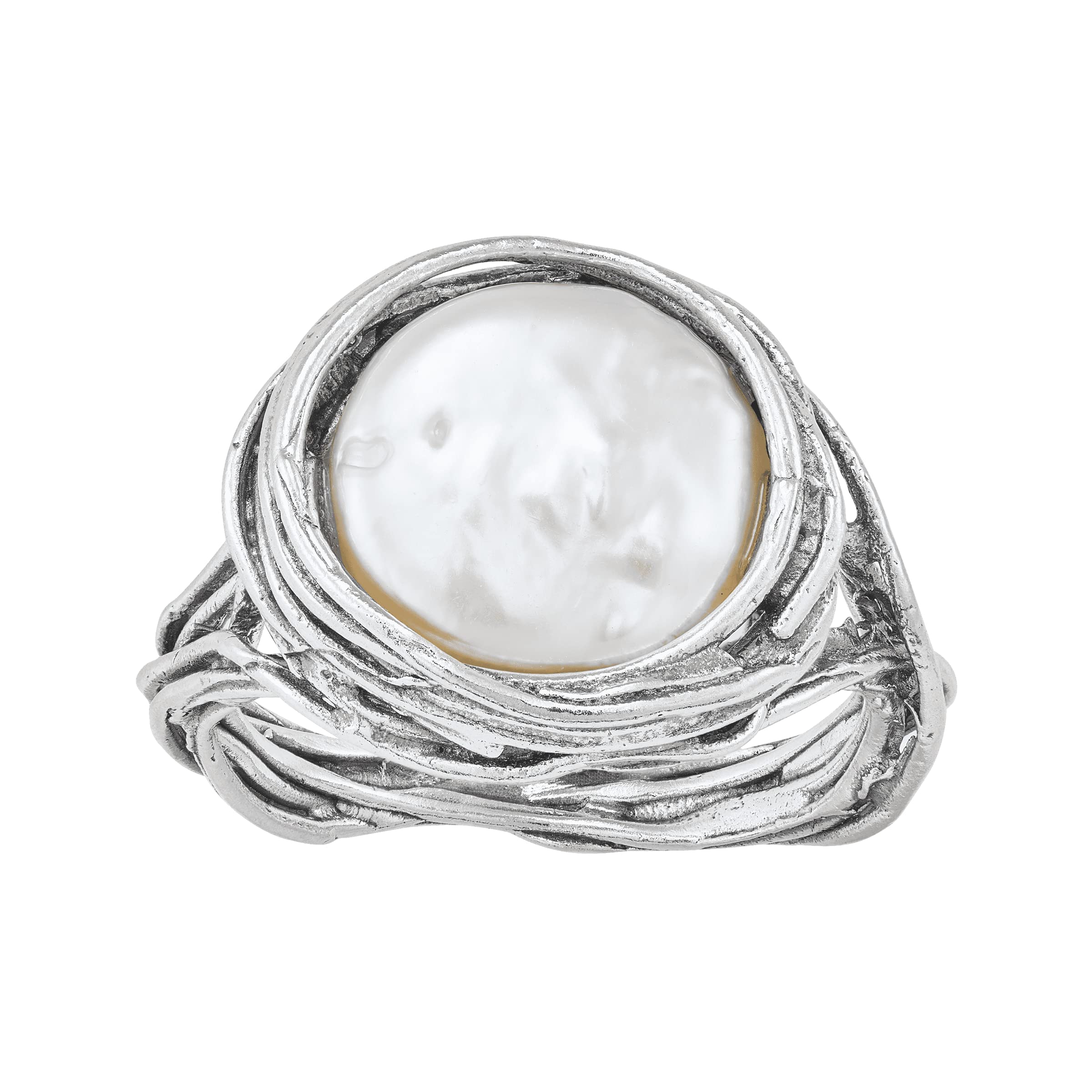 SilpadaSilpada 'Glimmer of Hope' Sterling Silver Freshwater Cultured Pearl Ring