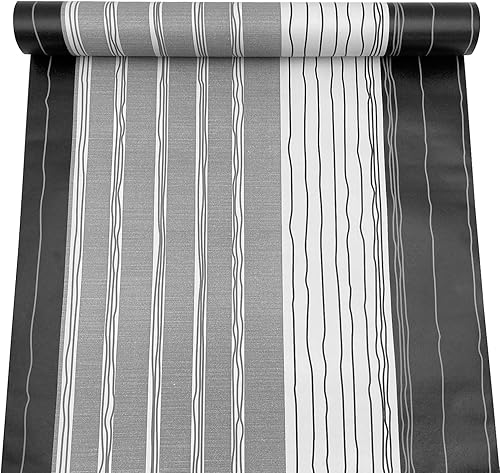 Miniatura 2 de Yifely Etiqueta engomada autoadhesiva de la encimera del trazador de líneas del estante del papel de los muebles a rayas blancas negras 17x