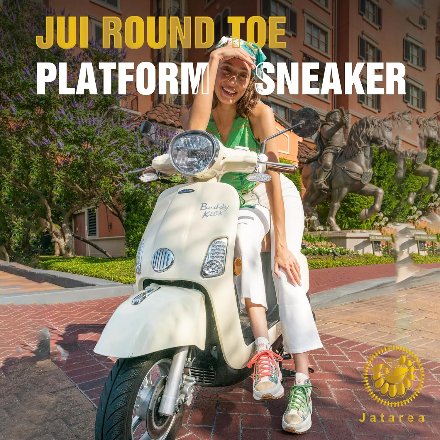 JATAREA Women's Fashion Sneakers – Genuine Leather Casual Shoes, Comfortable Cushioned Insole, Stylish Lifestyle, Lightweight & Durable Travel Sneakers - Image 7