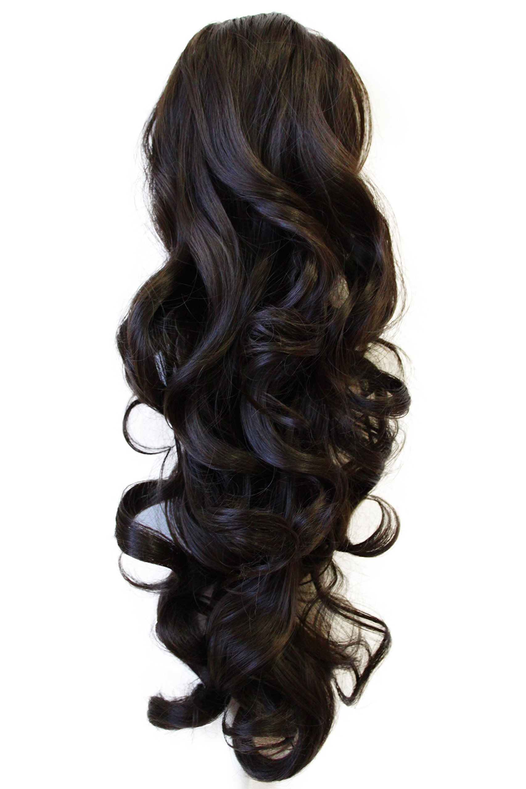 CAISHA22" & 150g Hair Piece Pony Tail Extension (DARK BROWN CHOCOLATE) Very Long & Voluminous Curled Wavy Heat-Resisting