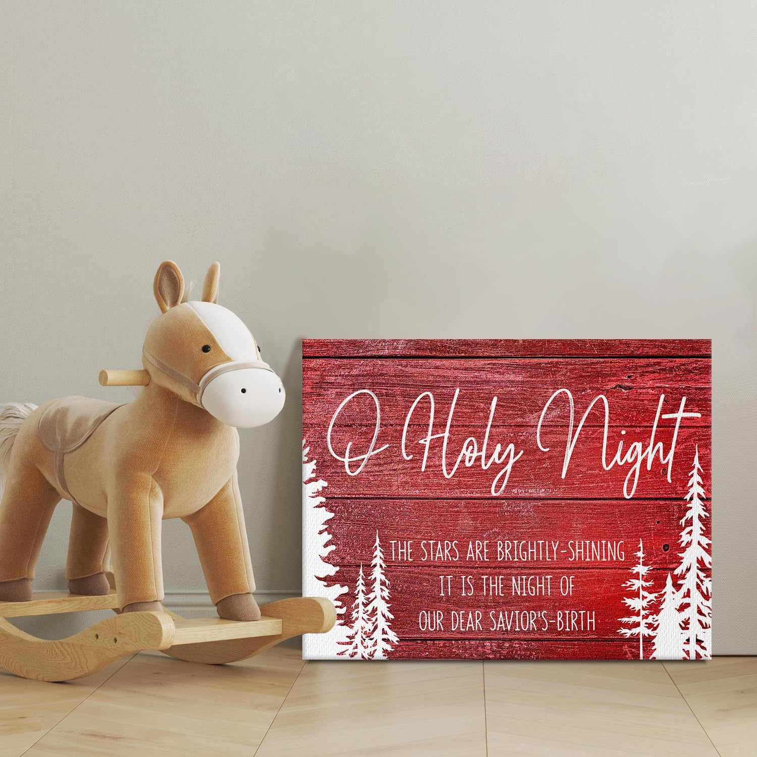 Qvapt Red Christmas Canvas Wall Art, 11x14 inch, Red Christmas Decoration, Perfect for Home Living Room Bedroom