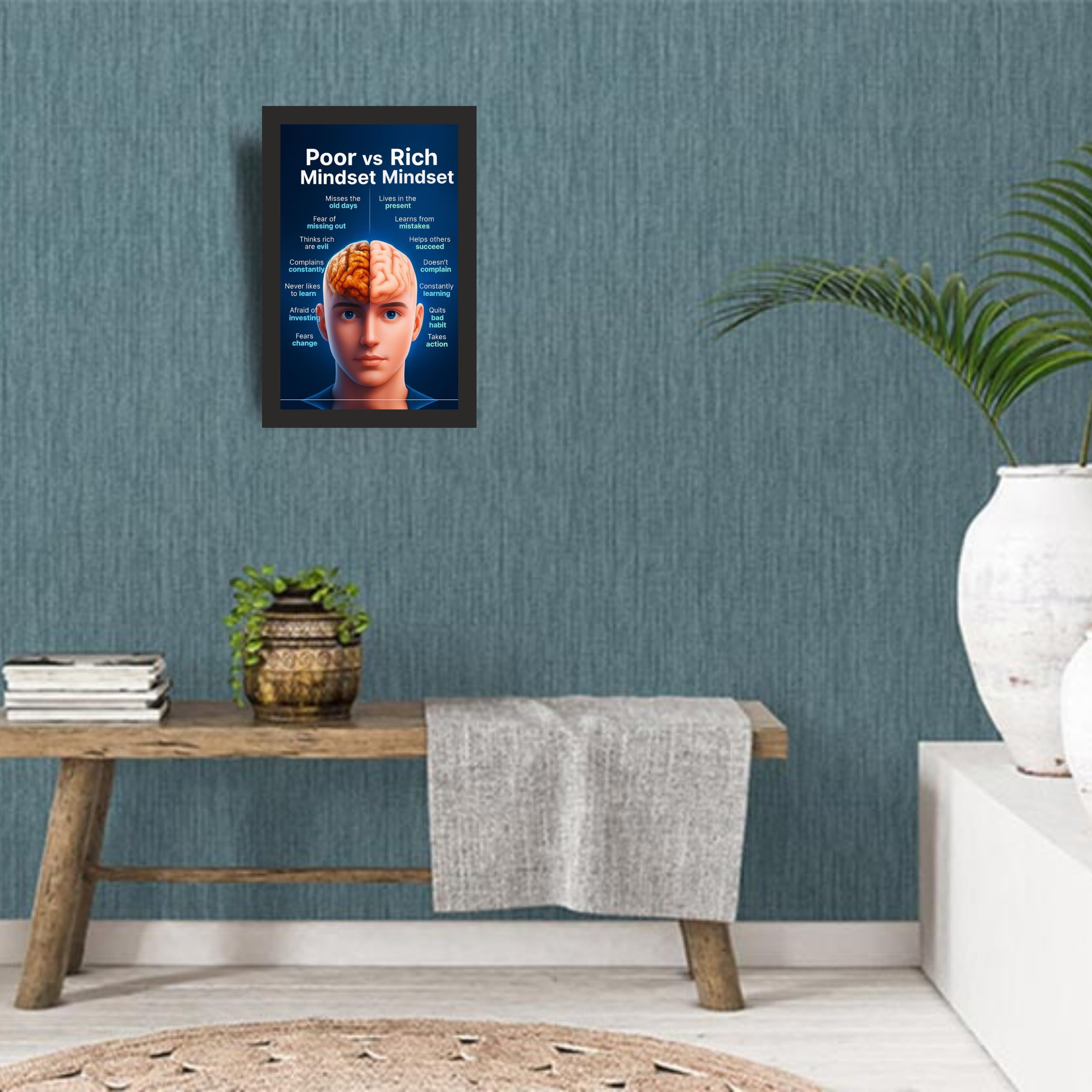 Poor vs Rich Mindset Wall Art