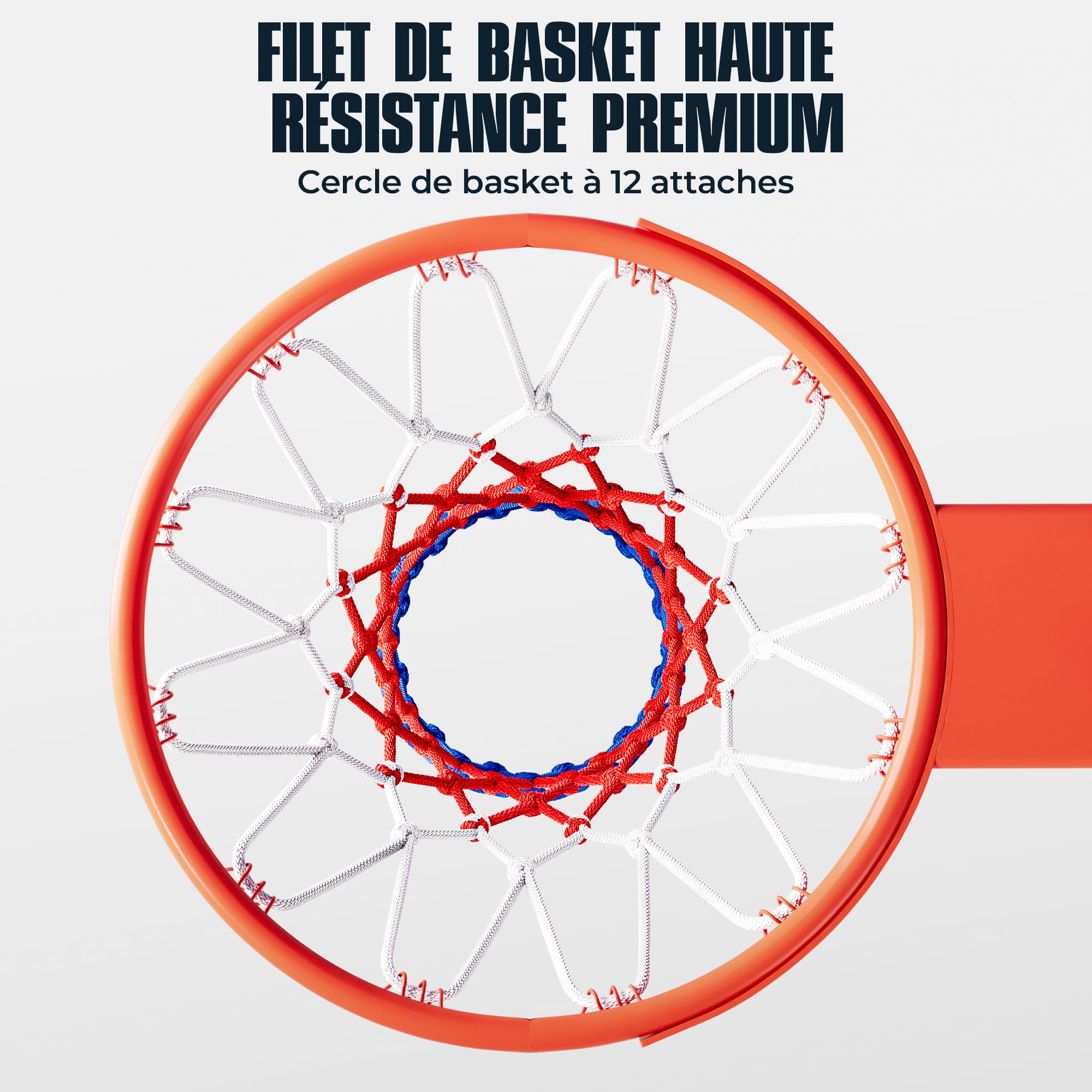 2 Pièces Filet basket en Polyester, Filet panier basket exterieur Épais et Durables, résistant à la Pluie et au Soleil filet de basket, Anti-Emmêlement, Amovible 12 Boucles,pour intérieur et extérieur