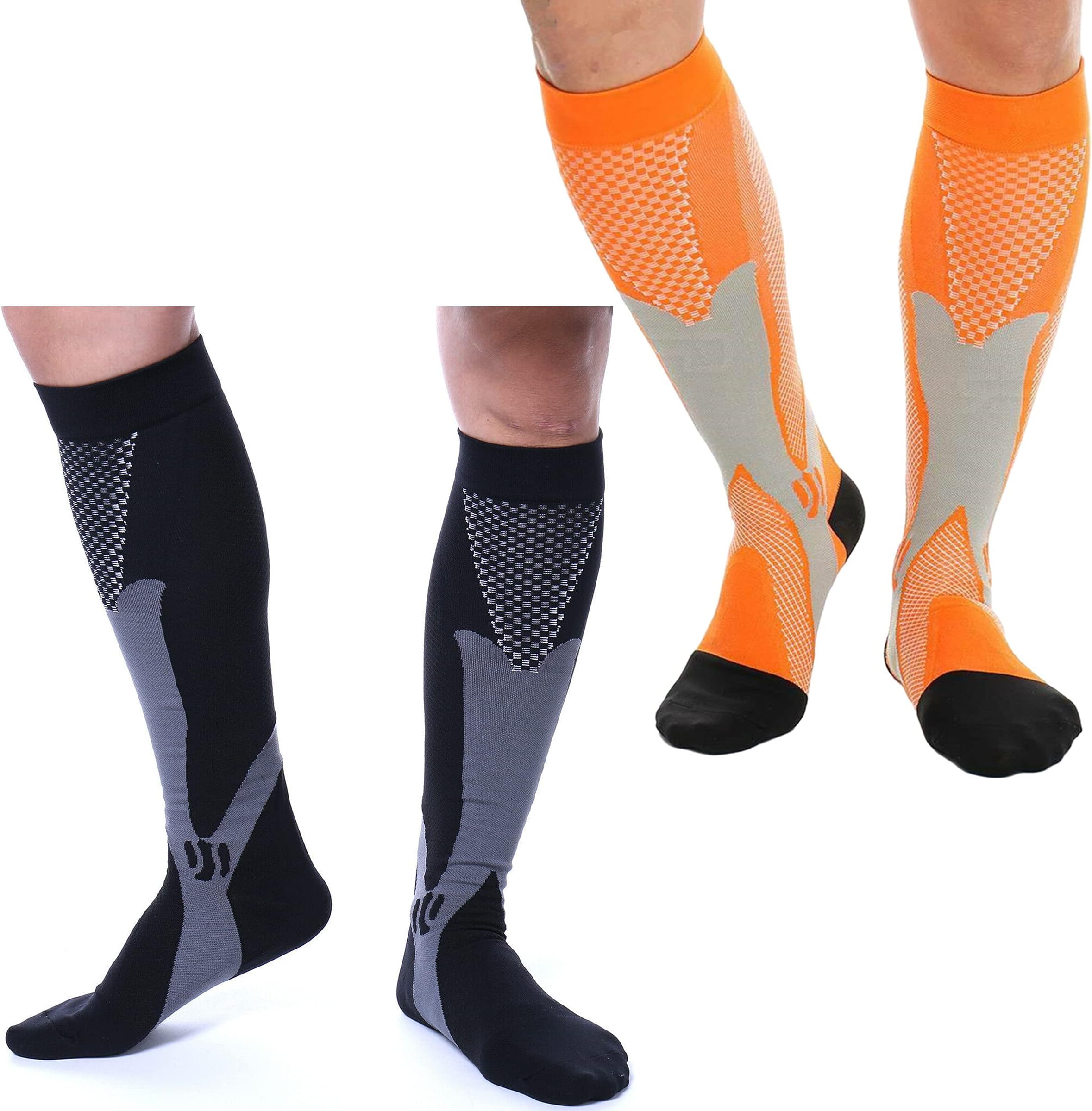 Women Men Compression Socks Circulation 2 Pairs 20-30 mmHg Support for Athletic Running Cycling