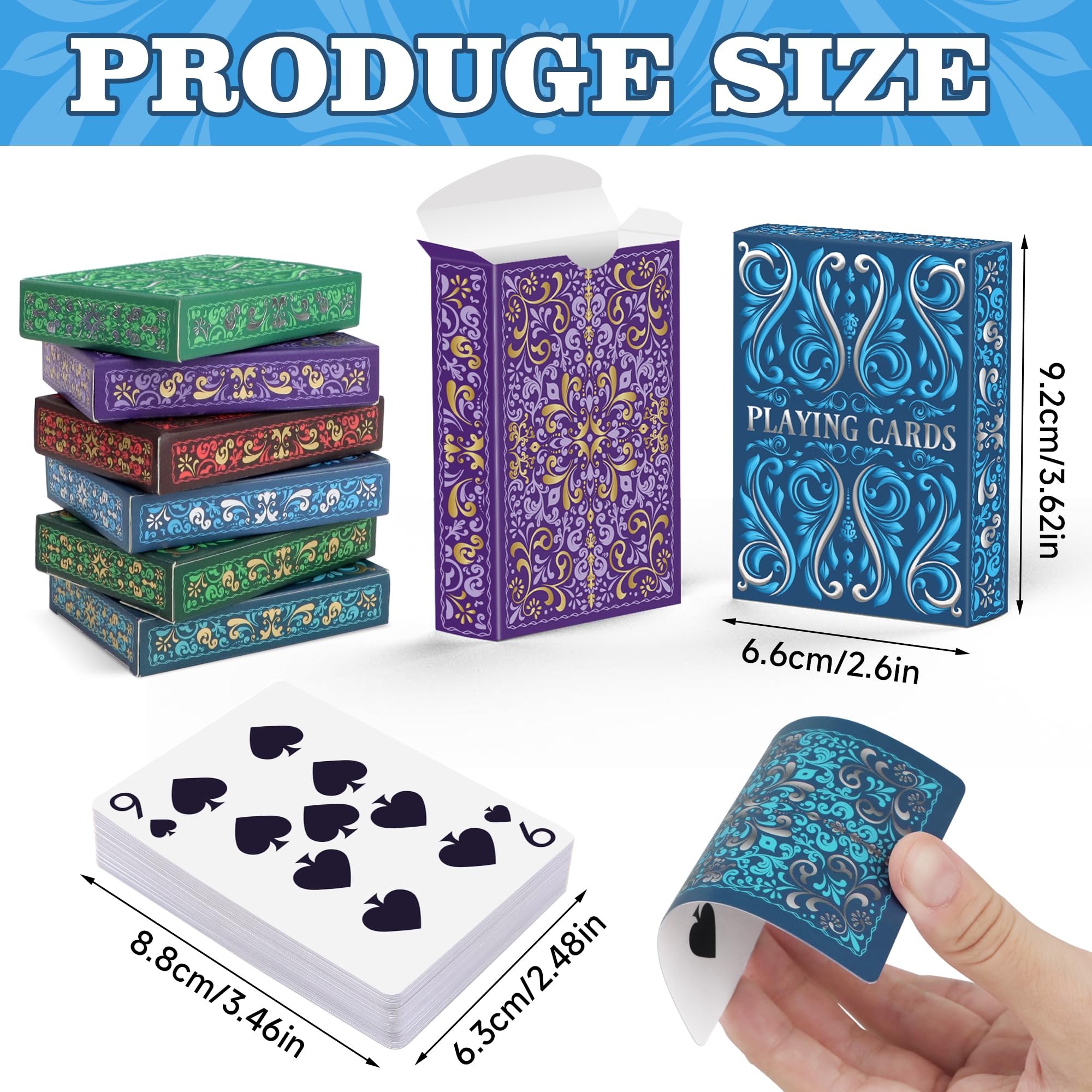 Playing Cards 6 Pack, Decks of Cards, Poker Size Standard Index Deck in 6 Unique Colors, Playing Cards Bulk for Family Game Night, Blackjack, Pinochle, Canasta, Party Supplies Travel Card Games (6)