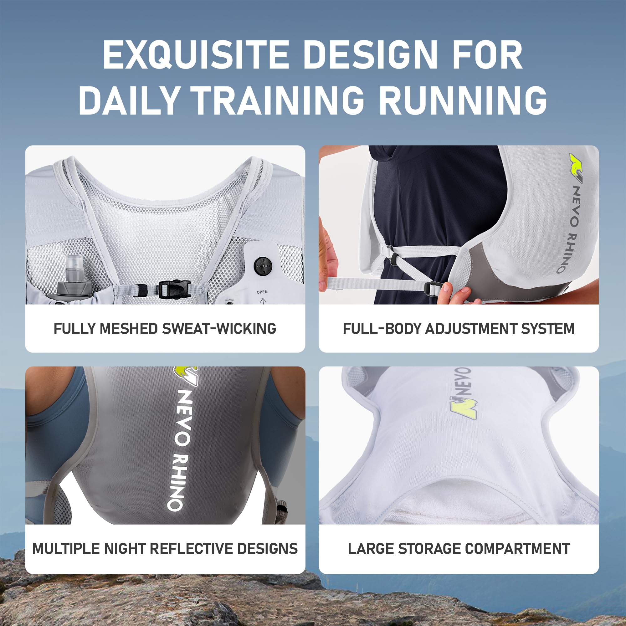 Gilet de course avec flasque souple en TPU de 350 ml, petit gilet d'eau de course à pied – Sangles de poitrine réglables, gilet d'hydratation léger pour trail, marathon, randonnée, cyclisme pour homme