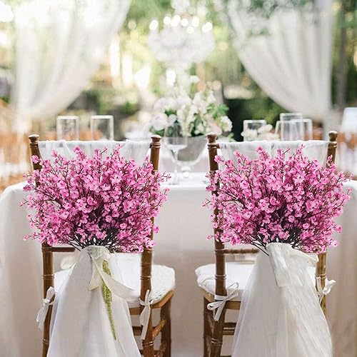 Miniatura 3 de AILANDA 12 paquetes de flores artificiales de gypsophila, arreglos florales de seda rosa, arbusto de aliento de bebé, flores artificiales de tacto