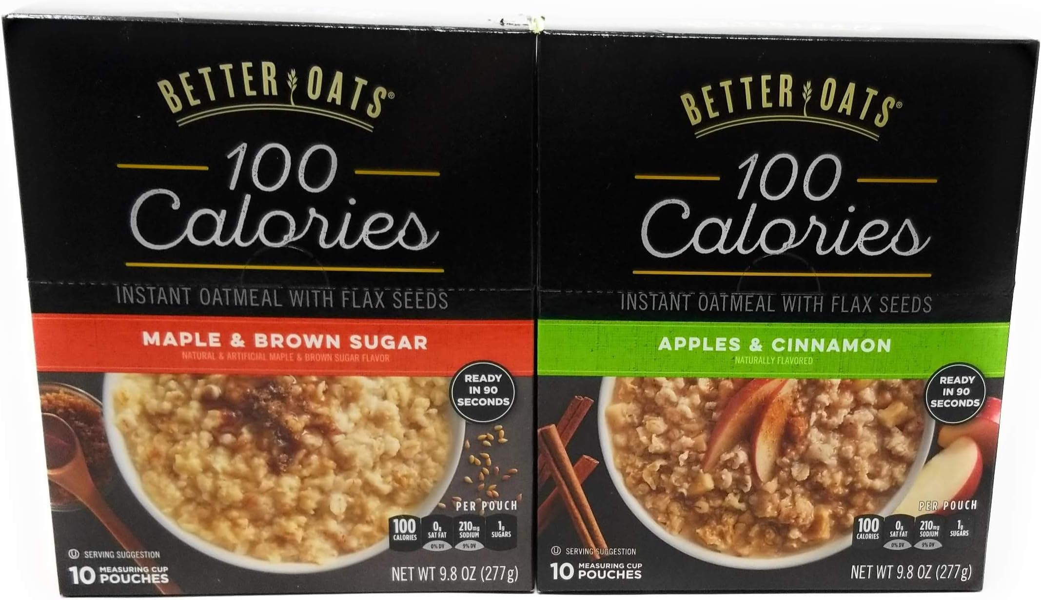 Better Oats Bundle: (1) Apples & Cinnamon 9.8oz, (1) Maple and Brown Sugar 9.8oz (2 Boxes Total)