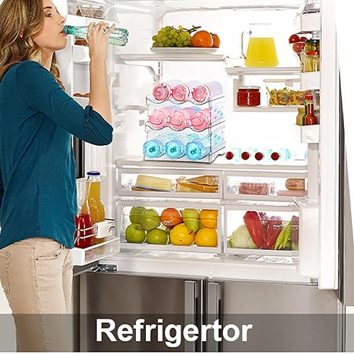 Miniatura 6 de Baosia Organizador de botellas de agua transparente, soporte de plástico apilable para botellas de agua, organizador de tazas para armario de