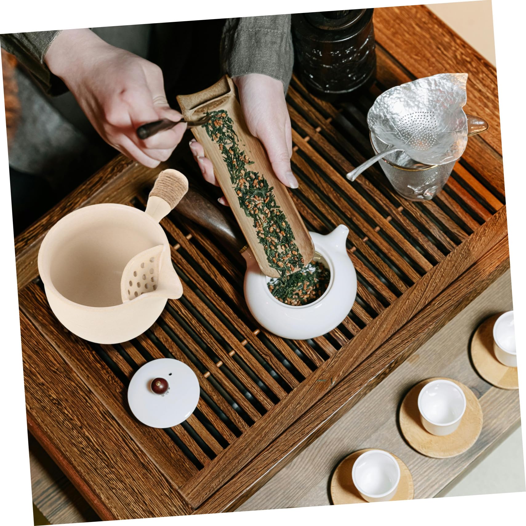 Gatuida Teekanne aus Grober Keramik mit Seitlichem Griff Geröstete Tonkeramik Beige Großes Fassungsvermögen für 1-2 Personen Ergonomischer Griff rutschfest Chinesischer Stil für Outdoor