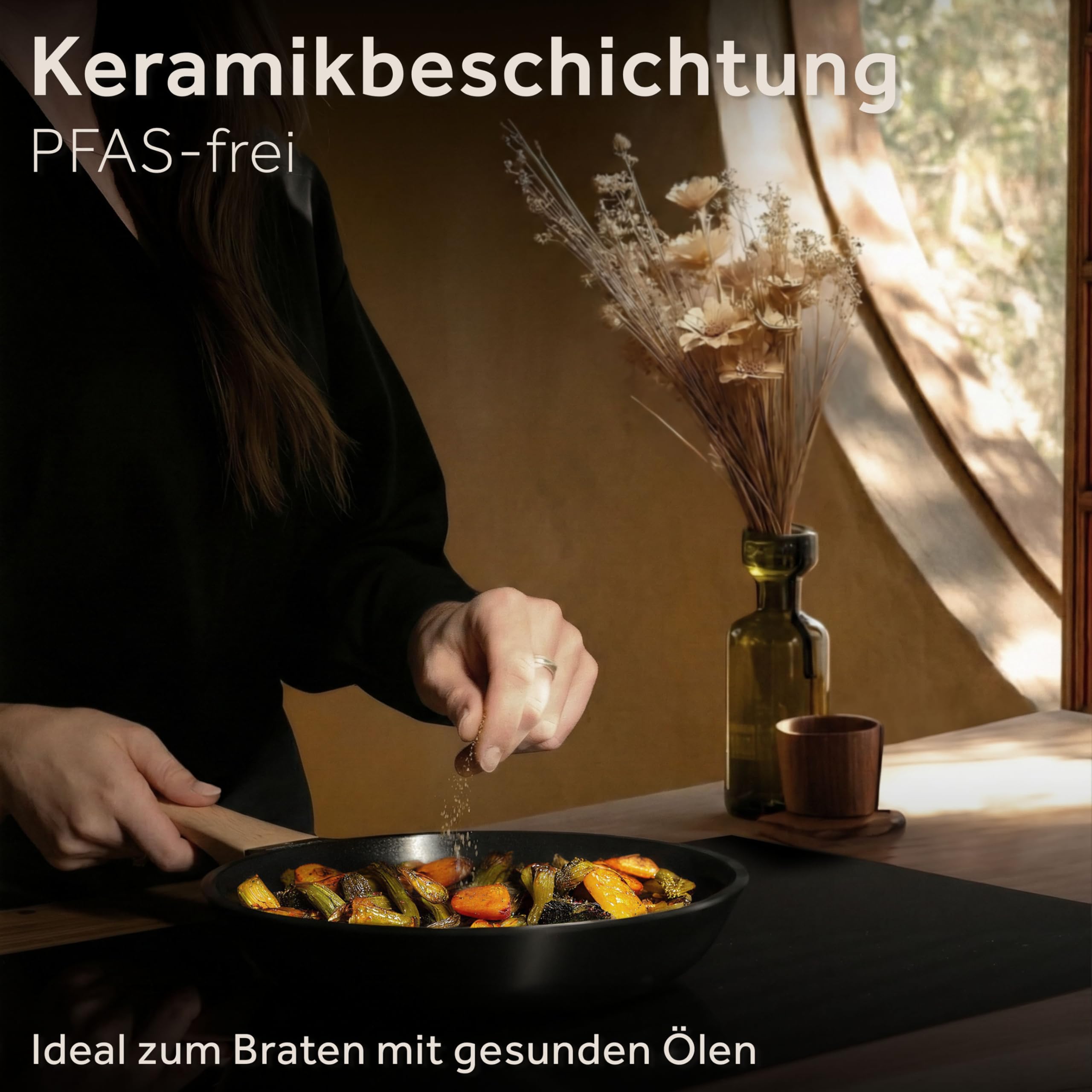 ZWIEGER zestaw patelni ceramicznych bez PTFE i PFOA – patelnie bez PFA, odlew aluminiowy, nadają się do wszystkich rodzajów kuchenek (łącznie z indukcją) – powłoka ceramiczna, 28 cm, 24 cm i 20 cm
