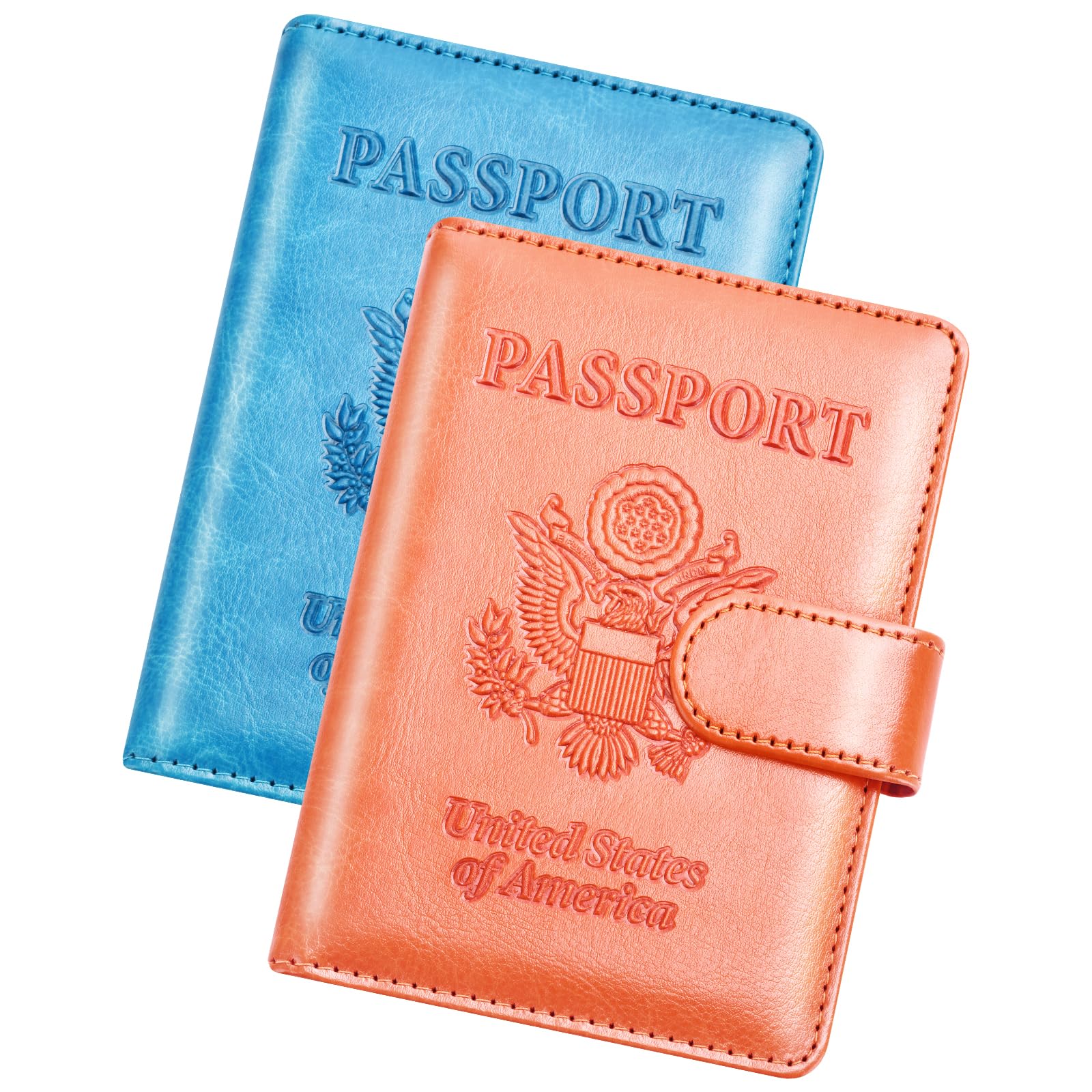 Herain Passport Holder for Travel Cruise Essentials, 2 Pcs Passport Cover Wallet Case Travel Gifts Women Men Family, RFID Passports Book Card Holders