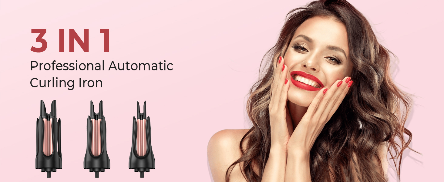 Amazon.com: 3 in 1 Rotating Curling Iron Set, Ceramic Automatic
