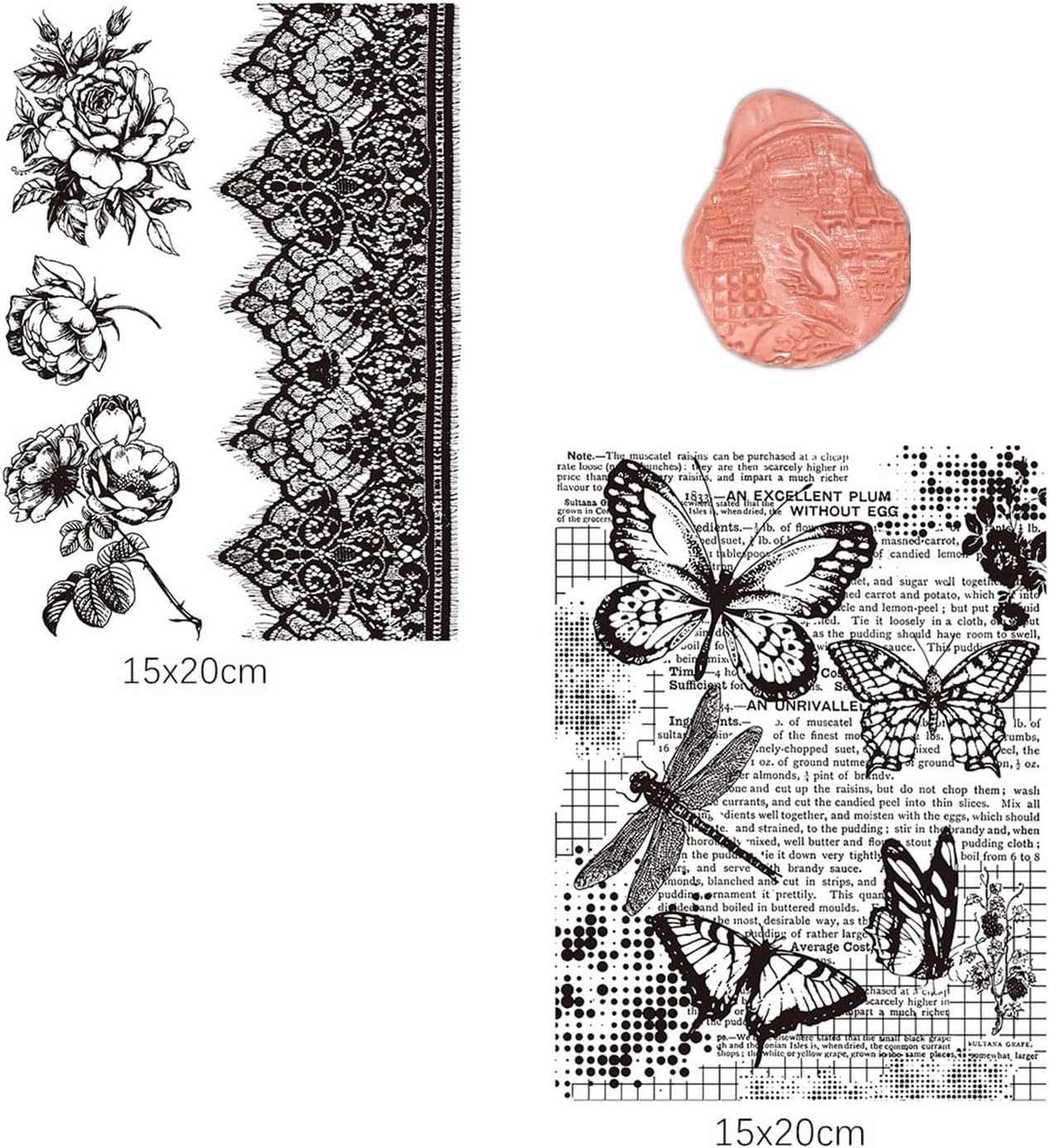 Premium Silicone Texture Stamp Sheets for Polymer Clay Jewelry and Clay Earrings - Set of 3 Floral and Unique Patterns - Easy to Use and Clean (Group 2)