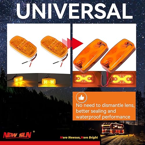 Miniatura 3 de NEW SUN 6 luces de separación ámbar de 2.5 pulgadas, luces LED para remolque, luces laterales, luces de separación para camión, remolque, caravana,