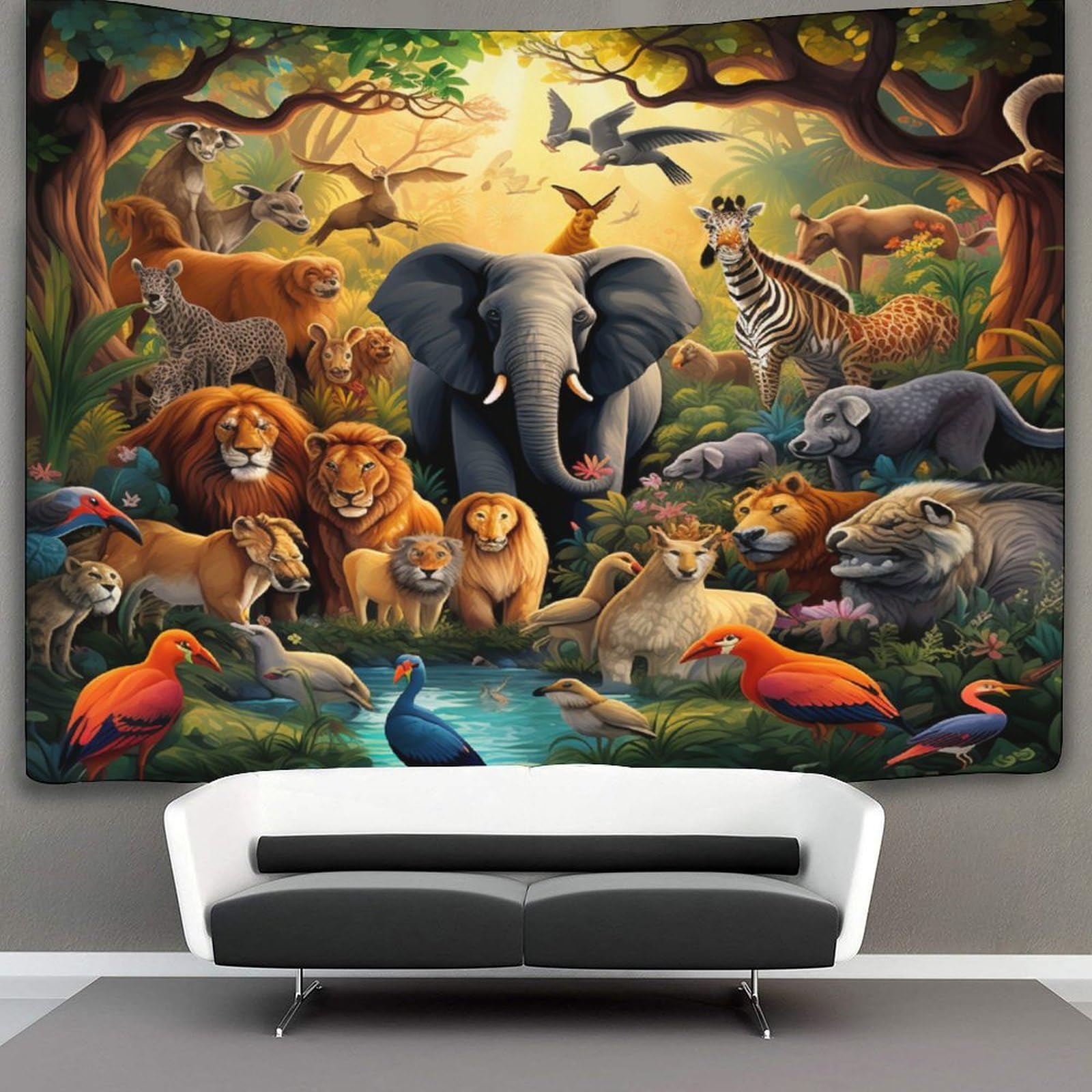 DHBANEIOK 3D Jungle Animals Printed Wall Blanket Home Decoration Bedding Poster Wall Art Tapestry Tapestries Wall Hanging Soft Polyester for Bedroom Living Room Dorm Decor 70cmx100cm