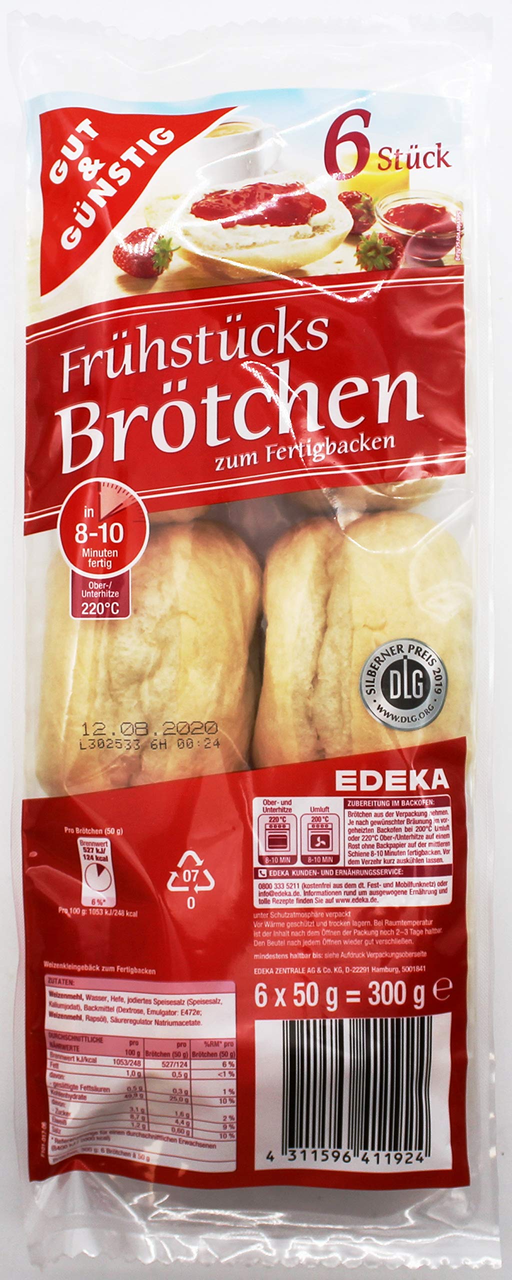 Gut & Günstig Frühstücks Brötchen zum Fertigbacken, 20er Pack (20 x 300g)
