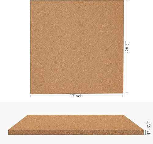 Miniatura 2 de Pizarra de corcho de 12 x 12 pulgadas, 12 pulgada de grosor, minipared con 50 alfileres, respaldo autoadhesivo fuerte, paquete de 8