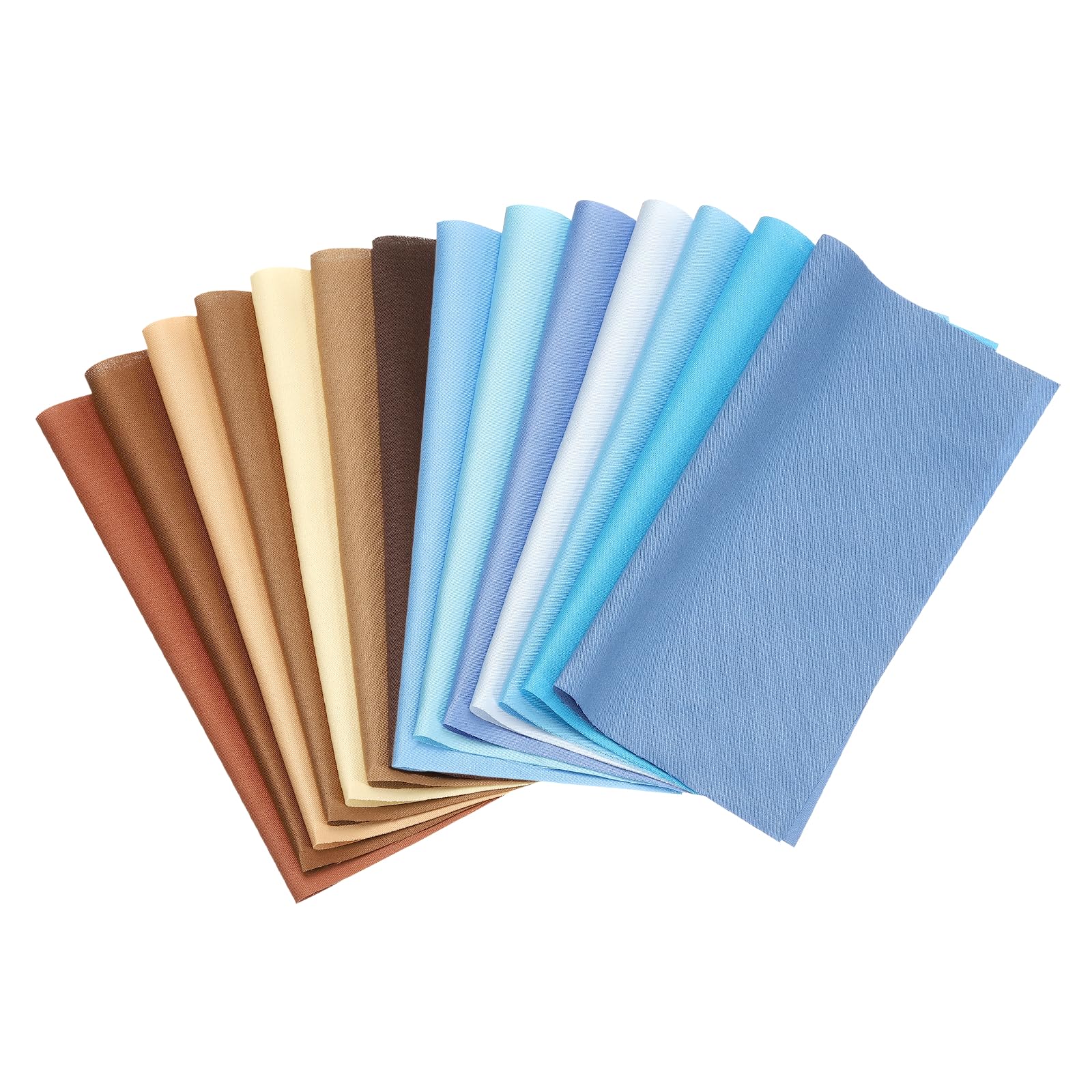 PATIKIL Cotton Fabric Bundles, 14 Pcs 10 x 10 Inch Fat Quarter Solid Color Precut Fabric Squares for Sewing Patchwork Quilting DIY, Coffee Blue