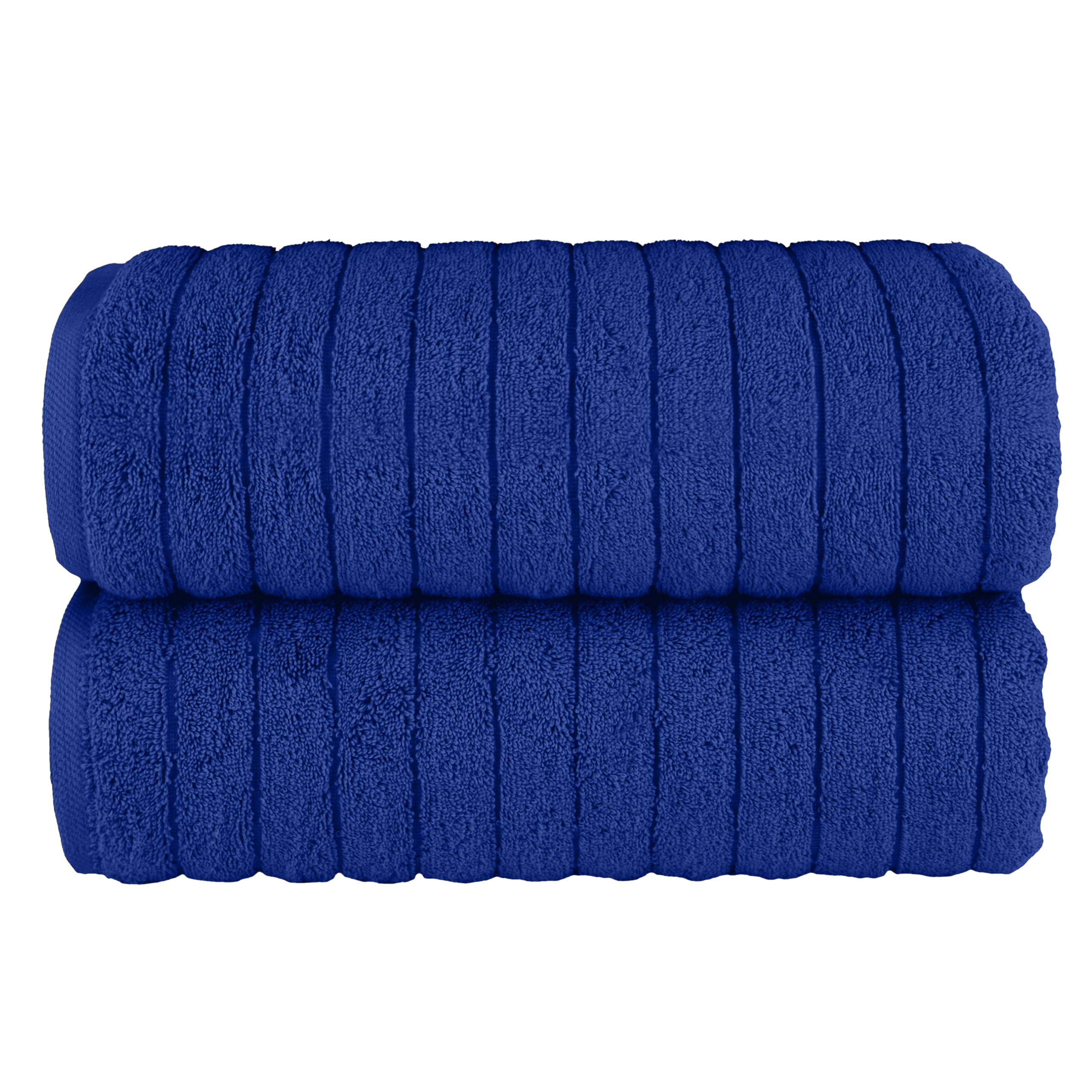 Elegant Comfort 100% Turkish Cotton Corduroy Ribbed Luxury Soft 2 Pack Bath Towels 27 x 54 Inch - Ultra Plush, Absorbent, Quick Dry, Hotel Spa Quality Towels for Bathroom Essentials, Royal Blue