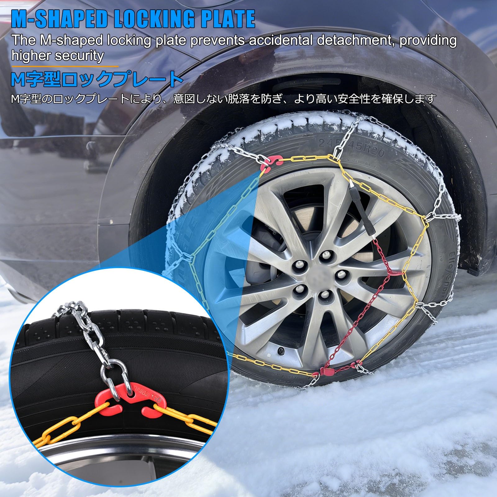 Cadenas De Nieve Para Coche,Fundas Nieve Coche,Cadenas Para Nieve,Cadena Nieve,Juego De Dos Piezas,De RáPida InstalacióN Y Reutilizable,For TraccióN Sobre Hielo Y Nieve(KN-10)