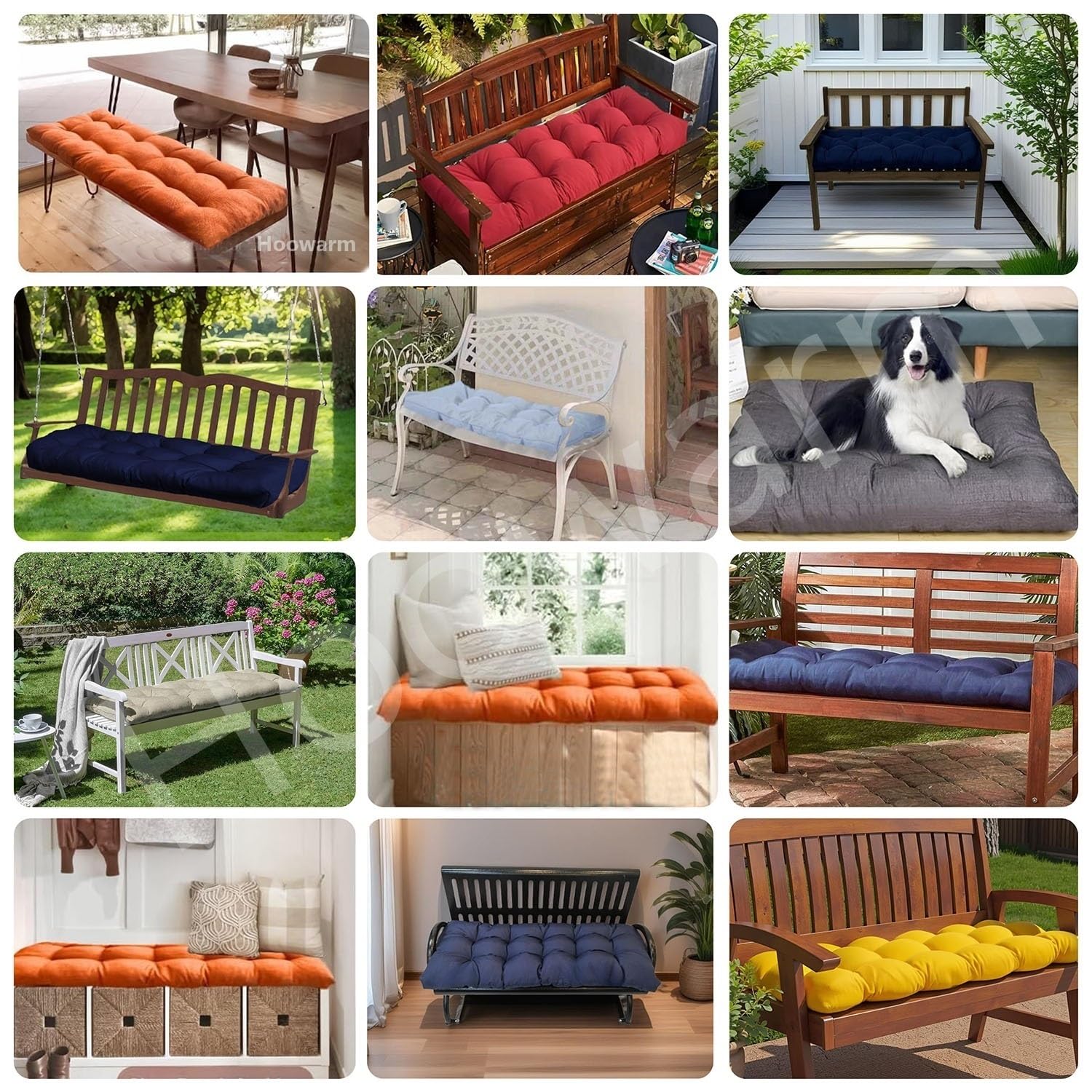 Cojín para Banco de Impermeable para Exterior Interior Muebles 120/100/90x50/40 Cojines para Banco de Jardin 8cm Espesor Antideslizante para Patio, Cocina, Columpio, Terrazas(Color5,45x95x8cm)