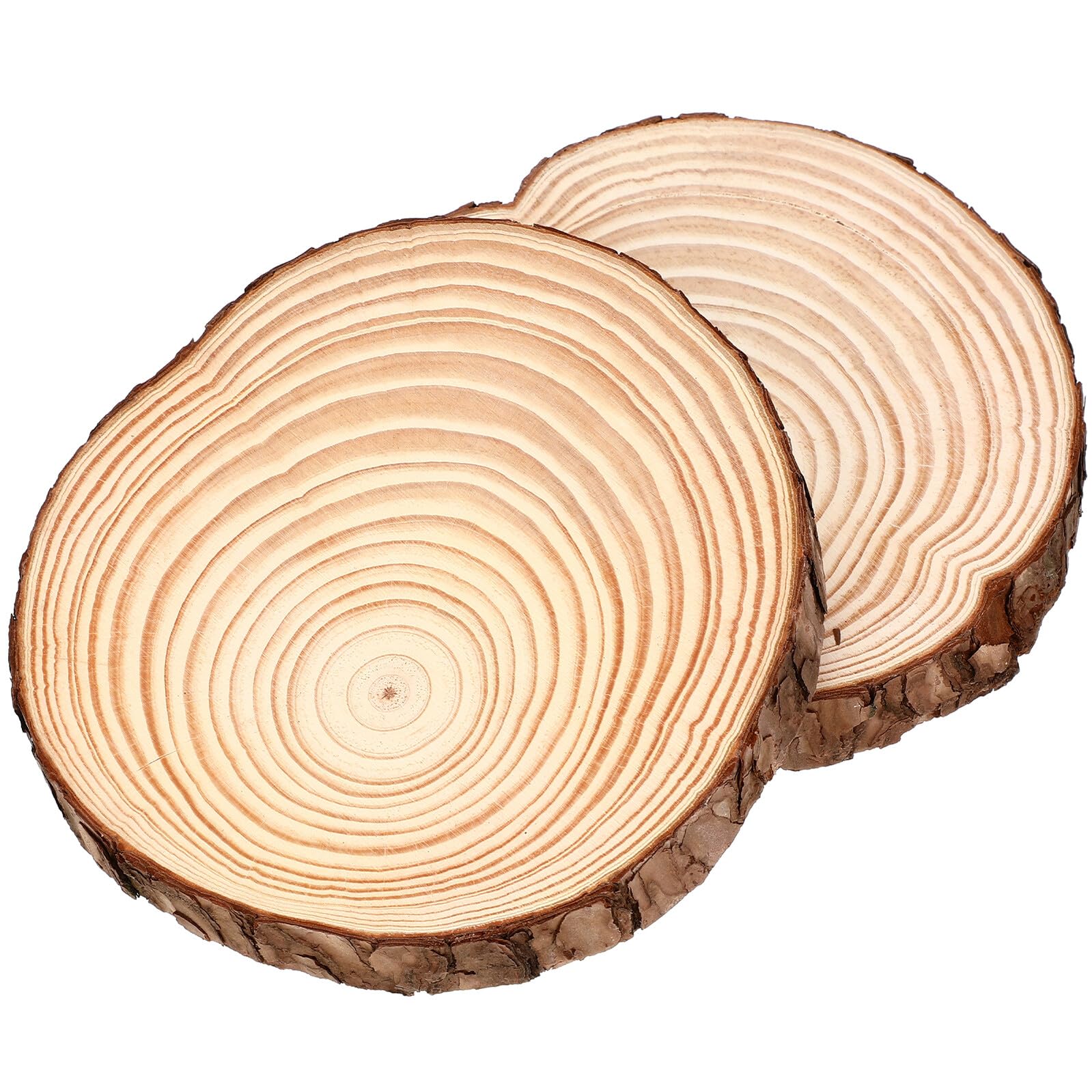 Dischi di Legno Tondi with Corteccia Non Finiti 2 Pezzi and Decorazioni Natalizie Fette Rustiche in Legno Naturale, Facili da Dipingere for Creazioni Artigianali