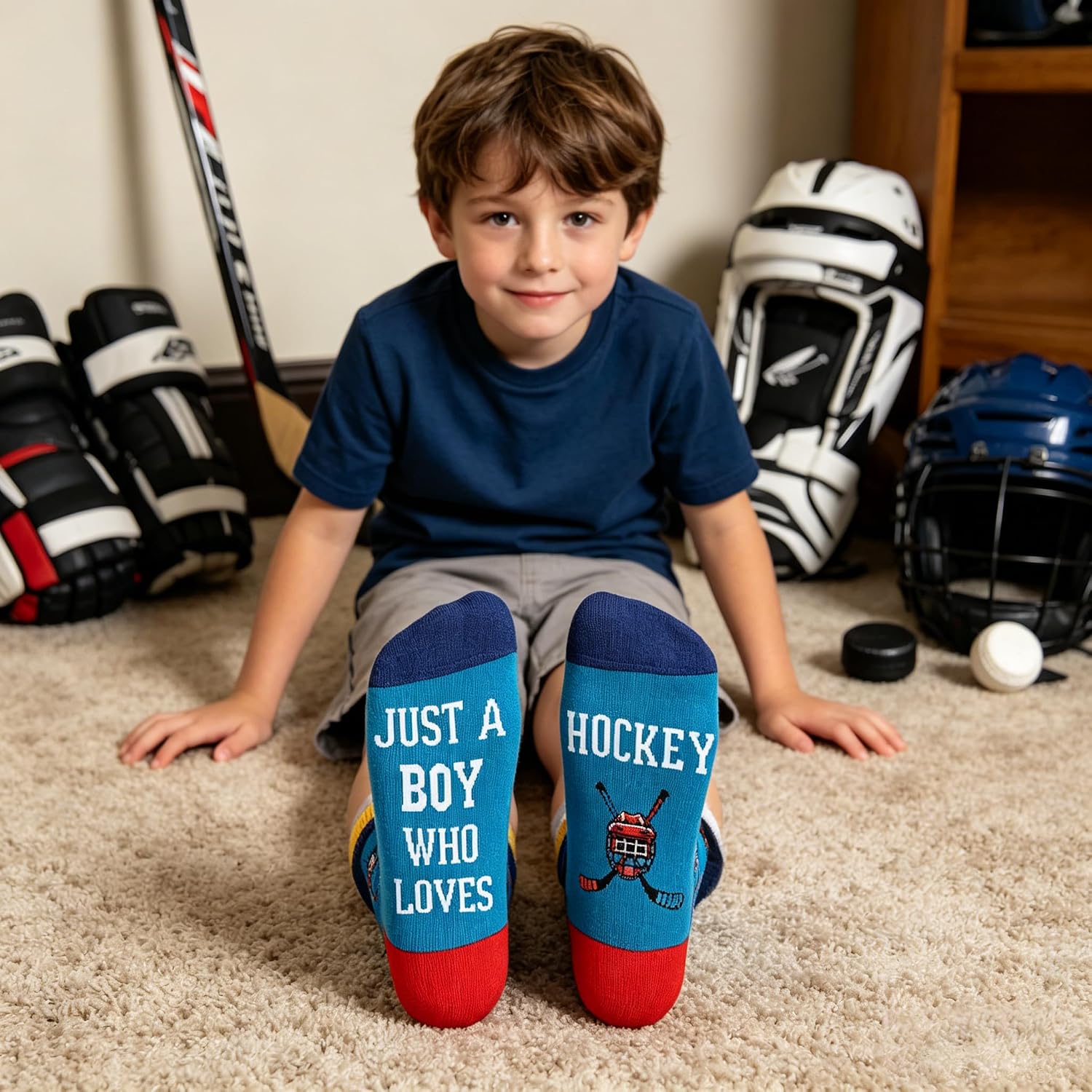 GOLIN Novelty Crew Socks for 7-10 Year Old Boys, Funny Saying Socks Birthday Holiday Present for Kids Son Nephew
