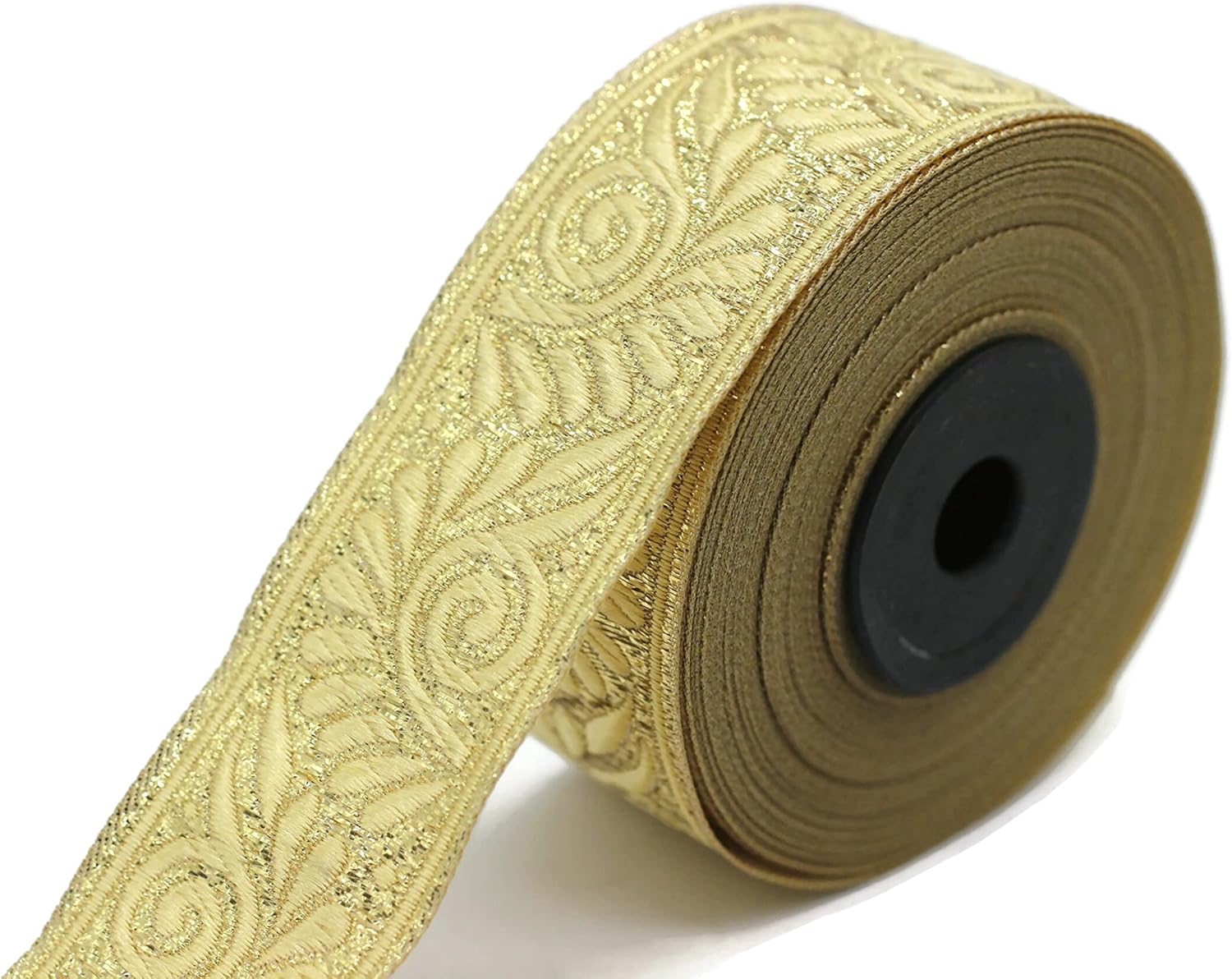 11 Yard Spool 1.37" Wide Spartan Helmet Metallic Gold Jacquard Ribbon Woven Trim Woven Retro Fabric Home Decoration Embroidered Lace Border 35064
